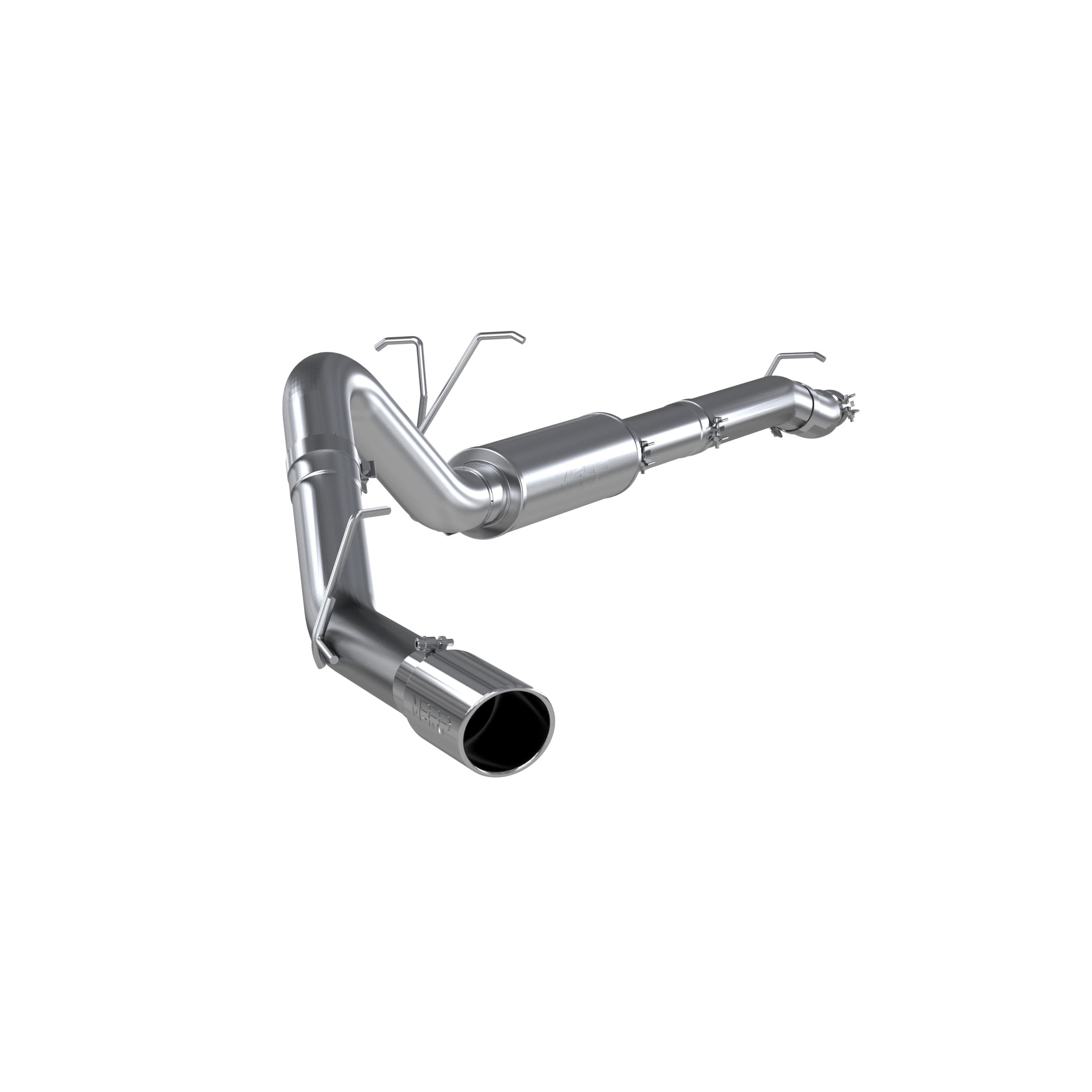 Armor Plus Resonator Back Exhaust System; 4 in.; Incl. Ext. Pipe/Muffler/Tailpipe/Hardware/5.0 in. OD Tip; Single Side Exit; T409 Stainless Steel; product image