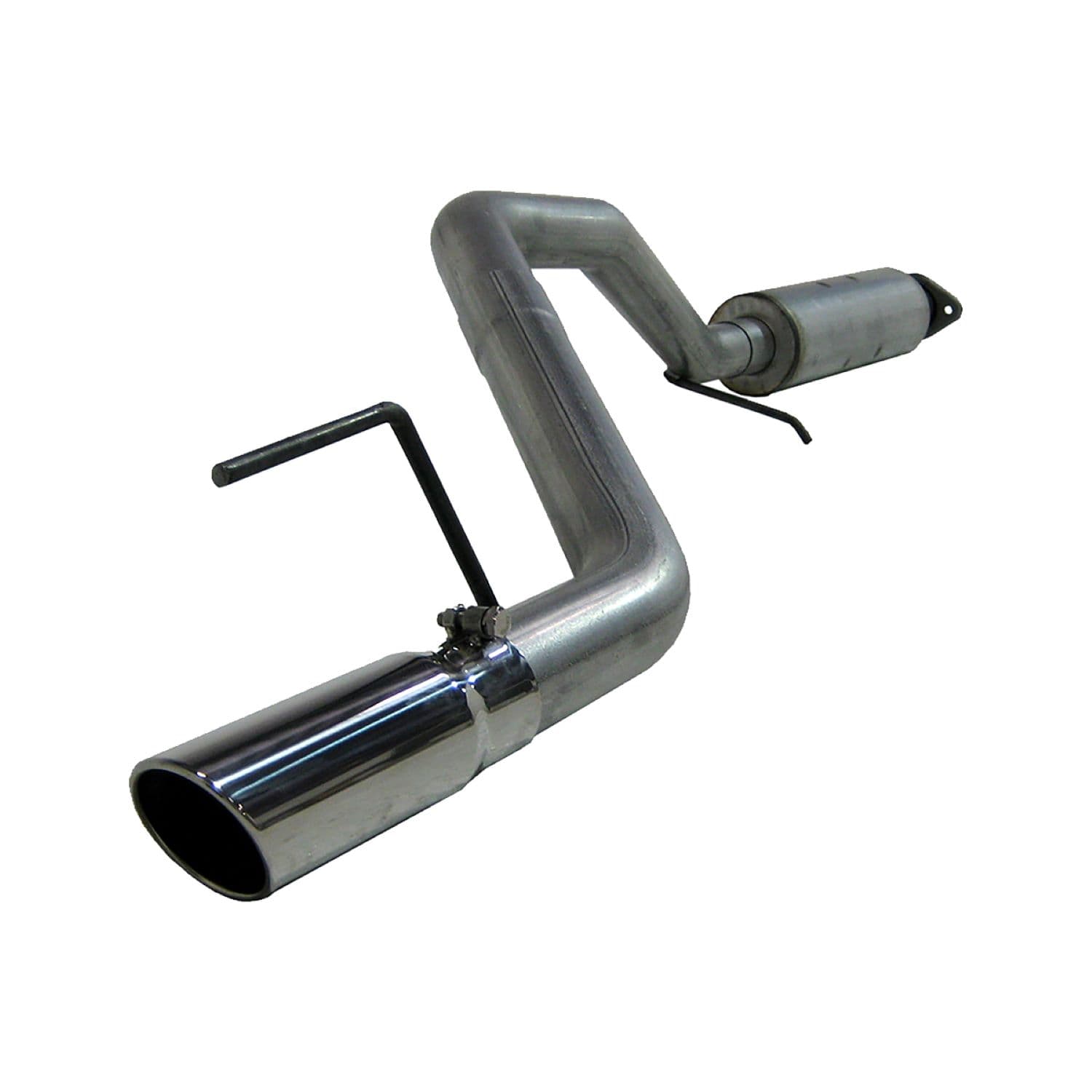 Armor Plus Cat Back Exhaust System; 3 in.; Incl. Ext. Pipe w/Flange/Muffler/Over Axle Pipe/Tailpipe/Hardware/4 in. OD Tip; Single Side Exit; T409 Stainless Steel; product image