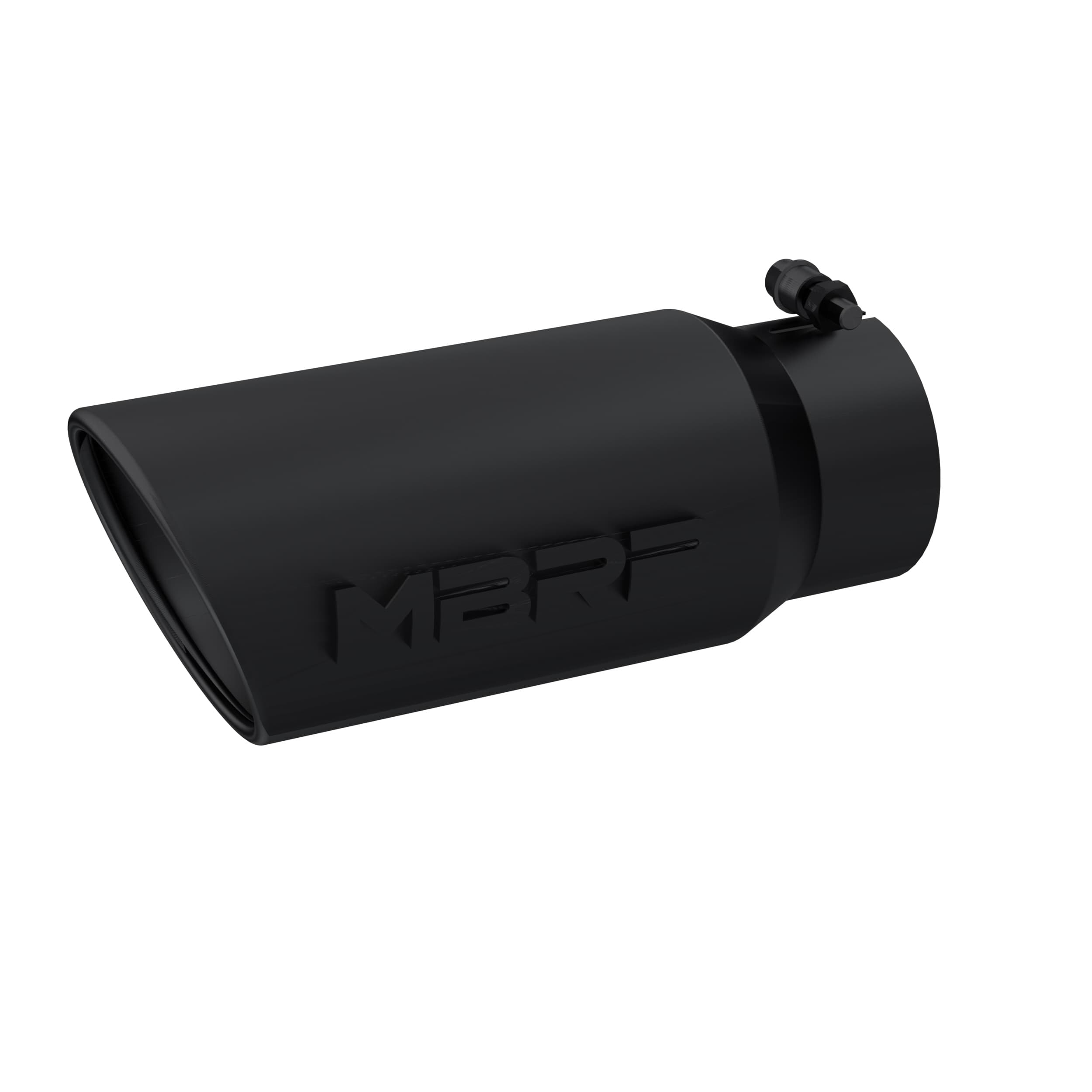 MBRP Exhaust Armor BLK Exhaust Tip; 4 in. Inlet Diameter; 5 in. Outlet Diameter; 12 in. Length; Angled Rolled Edge; 304 Stainless Steel; Black Coated;