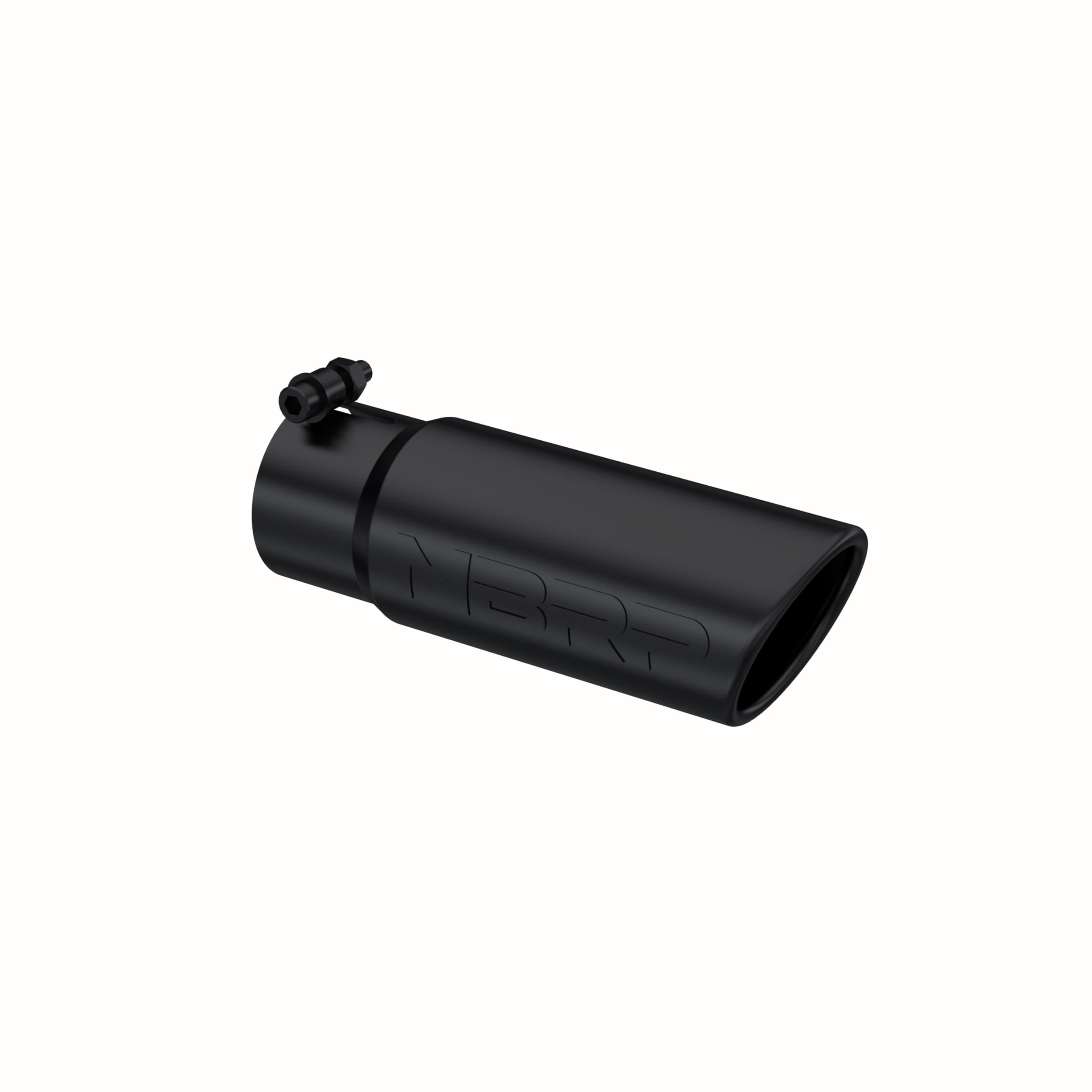 Armor BLK Exhaust Tip; 3 in. Inlet Diameter; 3.5 in. Outlet Diameter; 10 in. Length; Angled Rolled Edge; T304 Stainless Steel; Black Coated;