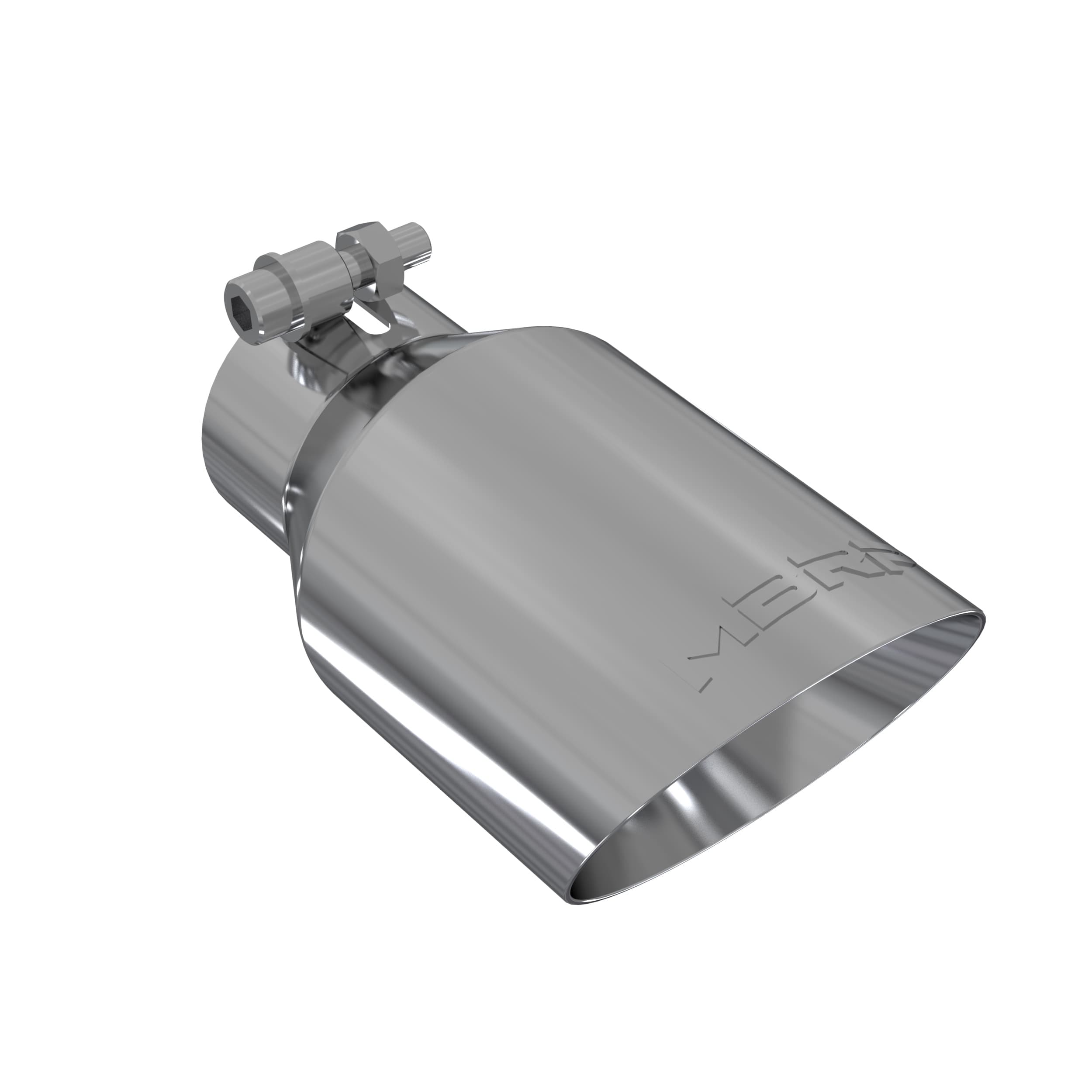 MBRP Exhaust Armor Pro Exhaust Tip; 2.5 in. Inlet Diameter; 4 in. Outlet Diameter; 8 in. Length; Dual Wall; Angled; T304 Stainless Steel; Mirror Polished;