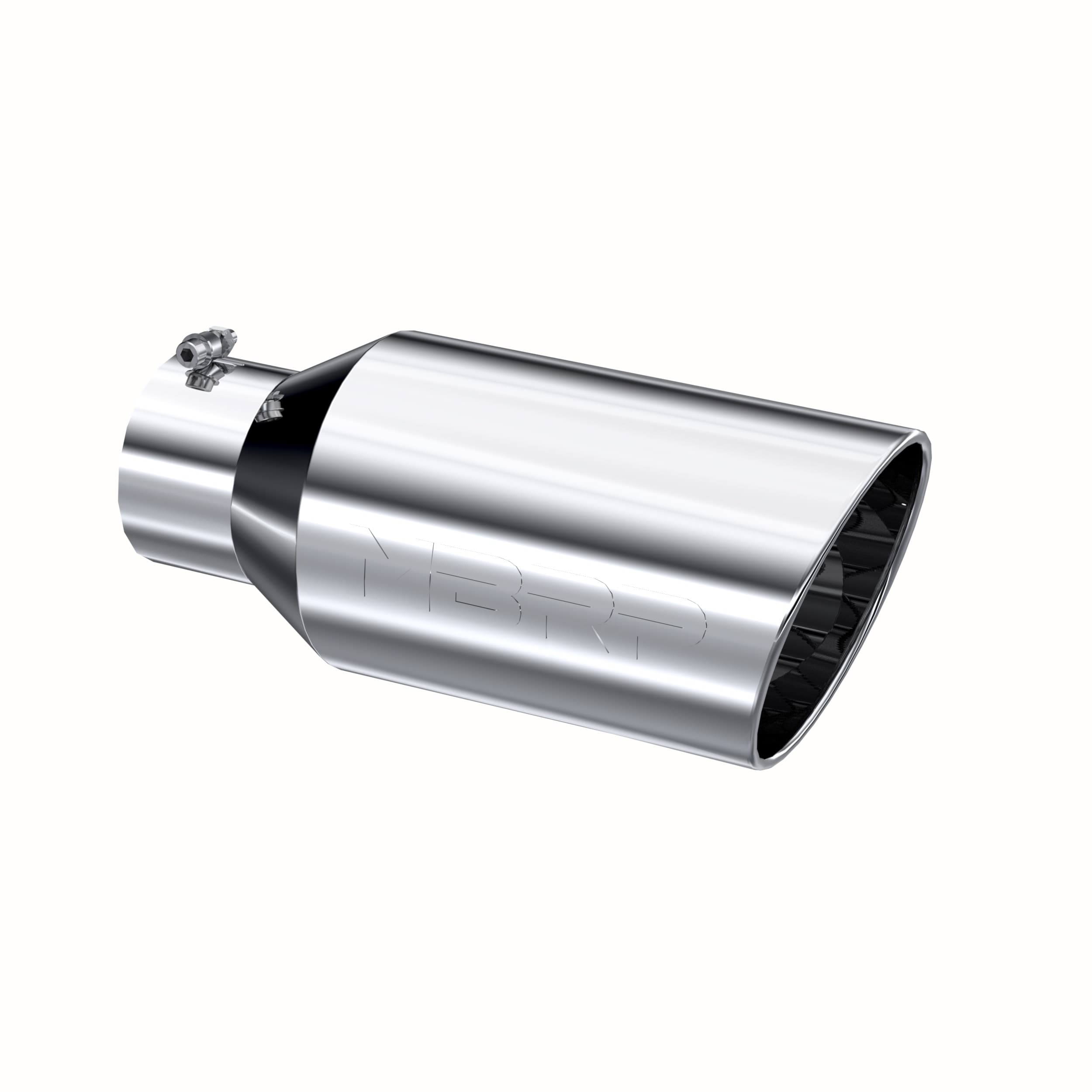 Armor Pro Exhaust Tip; 5 in. Inlet Diameter; 8 in. Outlet Diameter; 18 in. Length; Rolled End; T304 Stainless Steel; Mirror Polished; product image