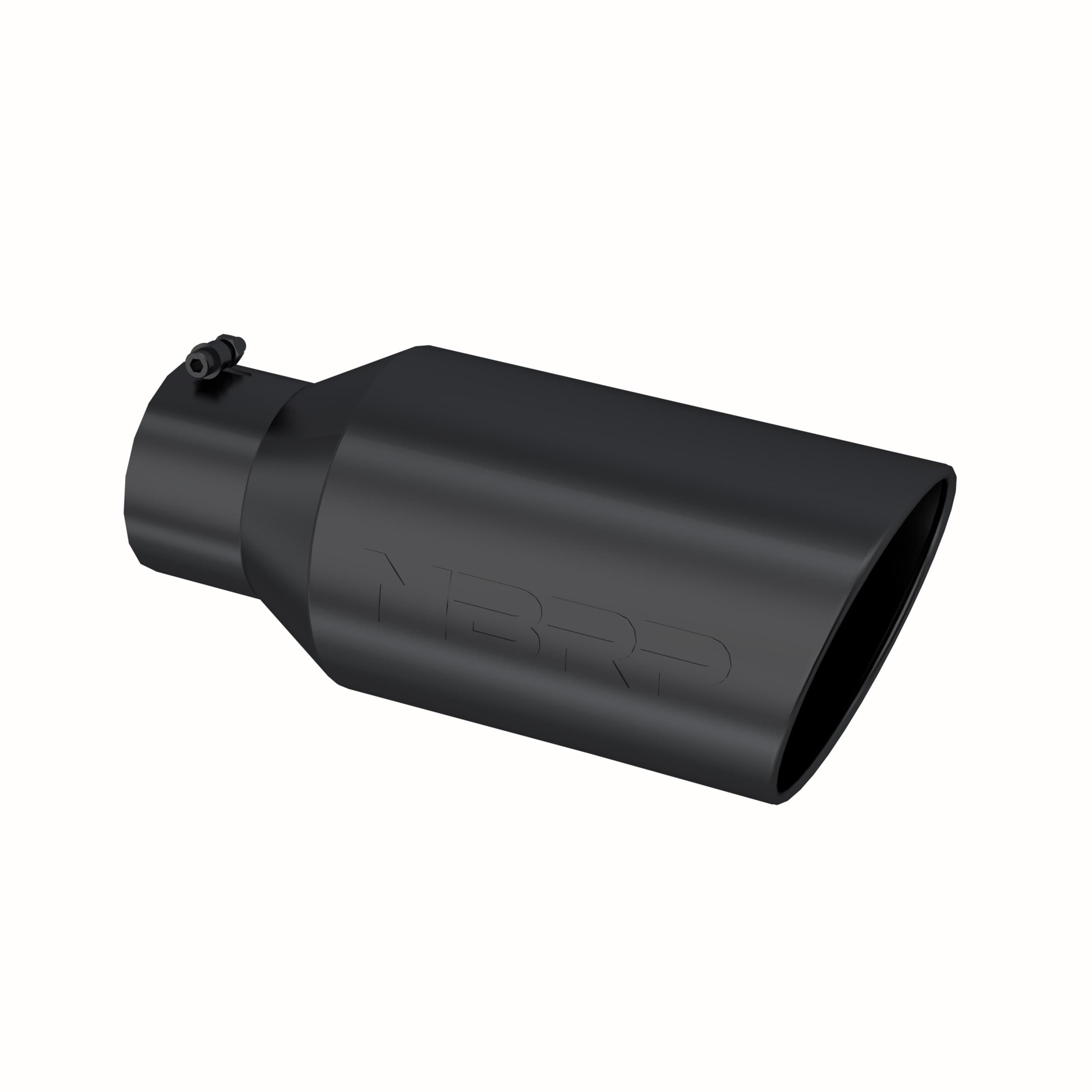 MBRP Exhaust Armor BLK Exhaust Tip; 5 in. Inlet Diameter; 8 in. Outlet Diameter; 18 in. Length; Rolled End; T304 Stainless Steel; Black Coated;