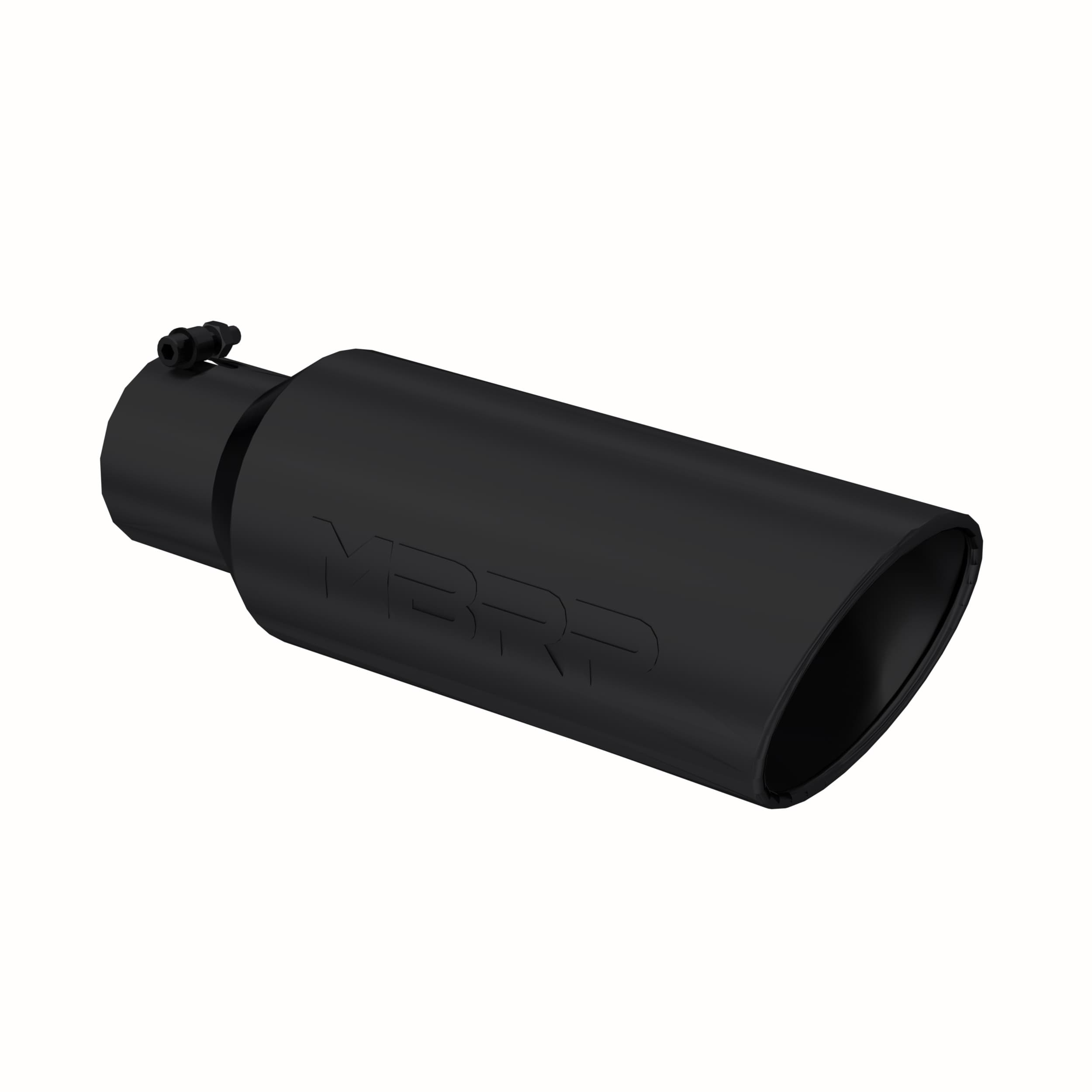 MBRP Exhaust Armor BLK Exhaust Tip; 4 in. Inlet Diameter; 6 in. Outlet Diameter; 18 in. Length; Rolled Edge; 304 Stainless Steel; Black Coated;