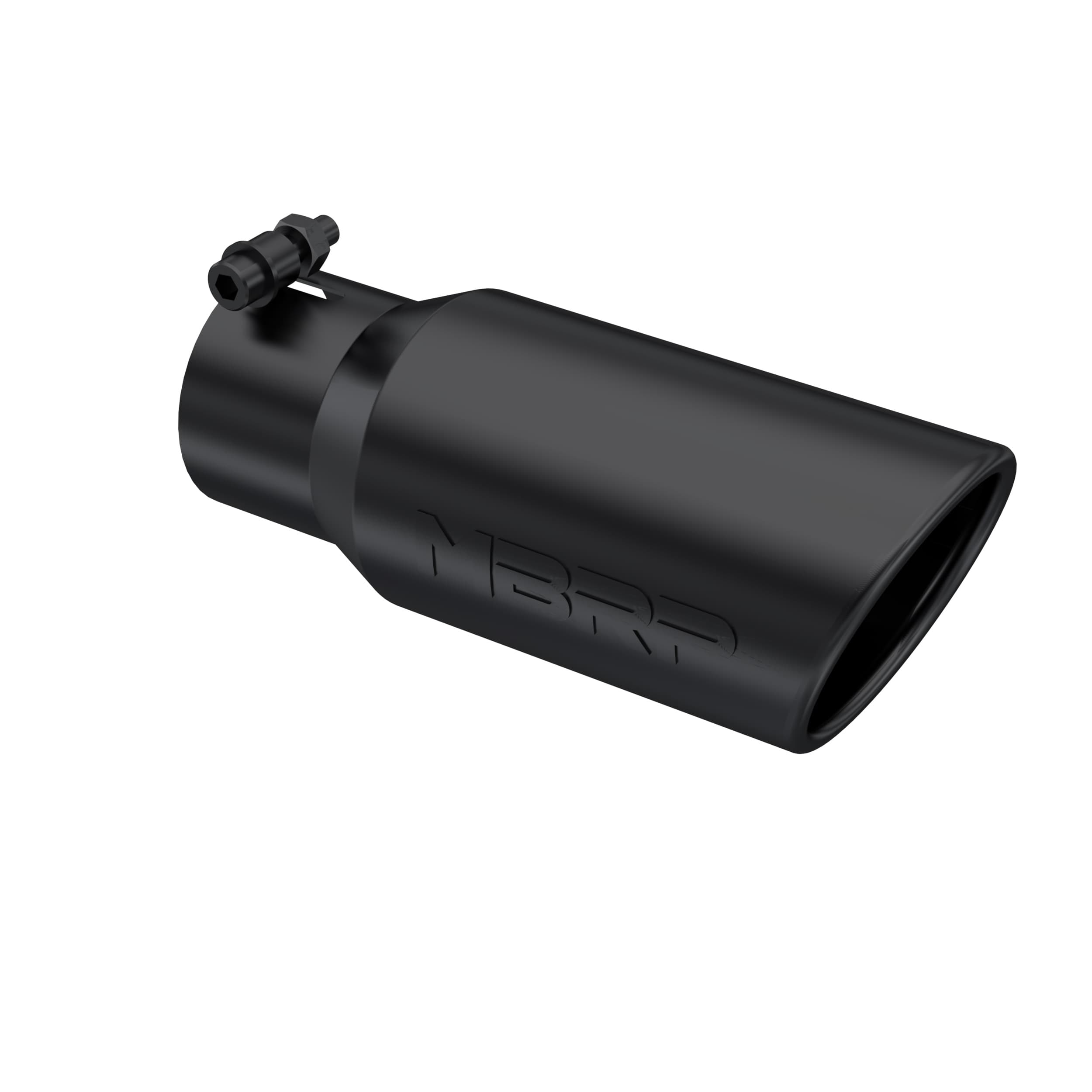 MBRP Exhaust Armor BLK Exhaust Tip; 3 in. Inlet Diameter; 4 in. Outlet Diameter; 10 in. Length; Angled Rolled End; T304 Stainless Steel; Black Coated;