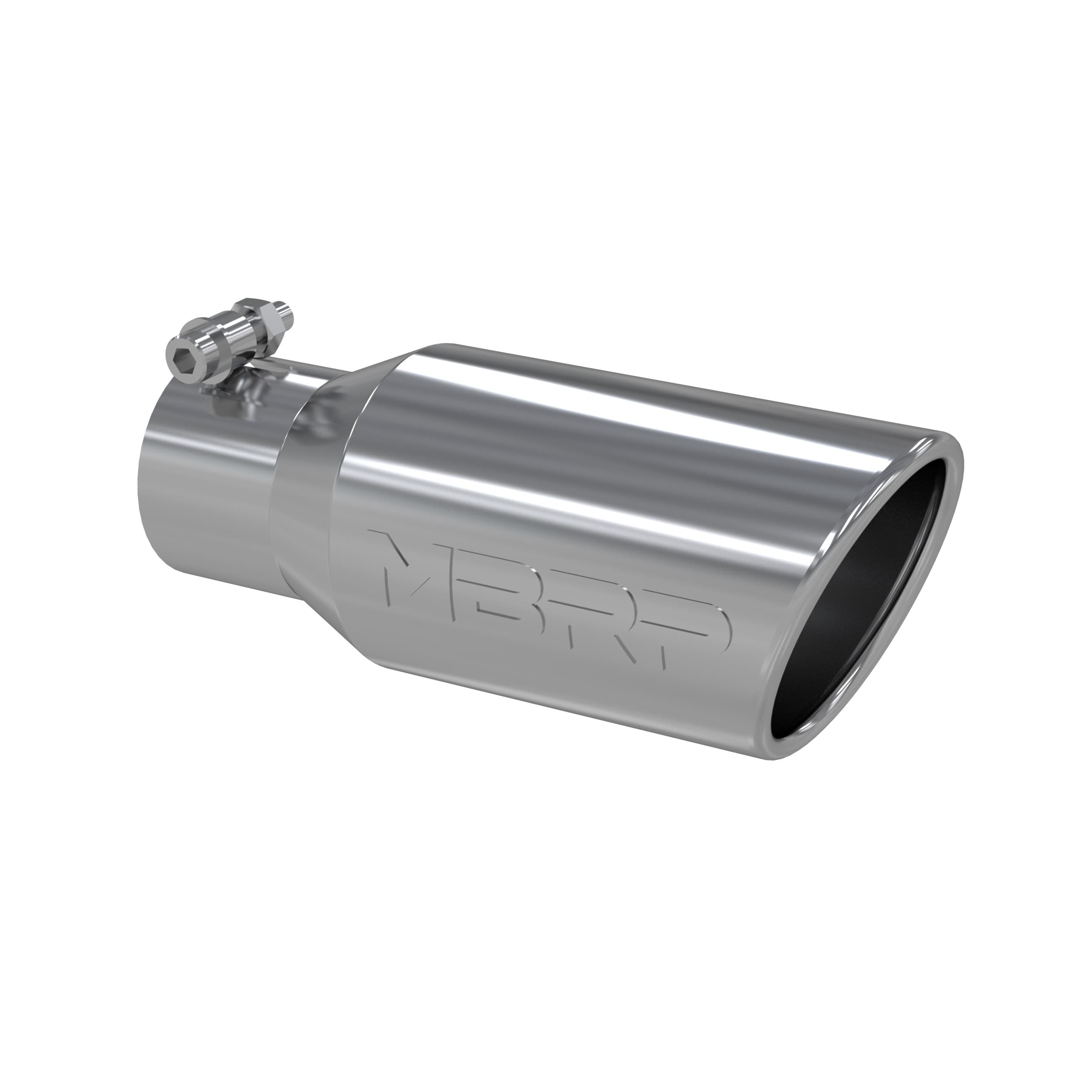Armor Pro Exhaust Tip; 2.75 in. Inlet Diameter; 4 in. Outlet Diameter; 10 in. Length; Angled Rolled End; T304 Stainless Steel; Mirror Polished;