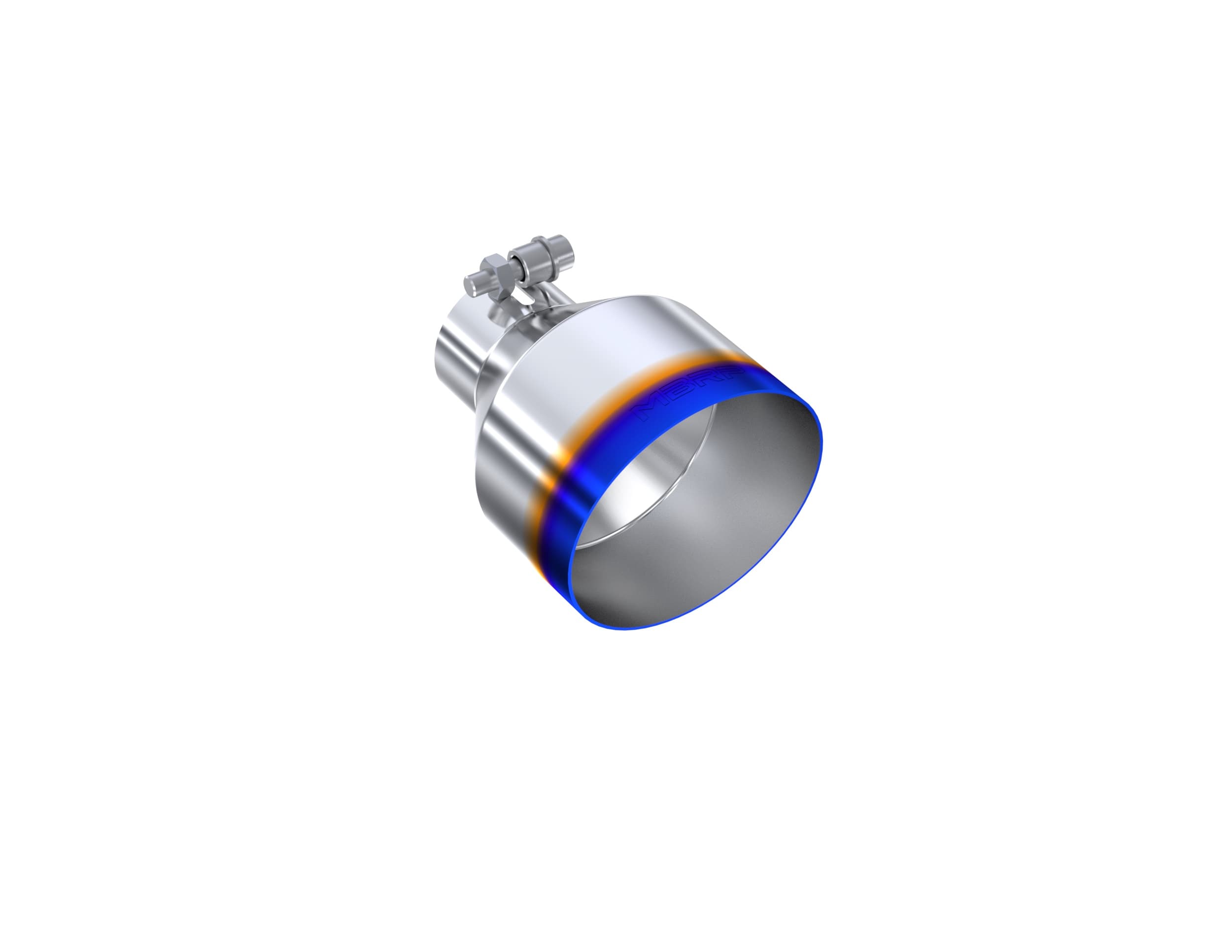 MBRP Exhaust Armor Pro Burnt End Tip; 2.5 in. Inlet Dia./5 in. Outlet Dia.; T304 Stainless Steel; Burnt End; L-6.5 in.; Angle Cut; Single Wall;