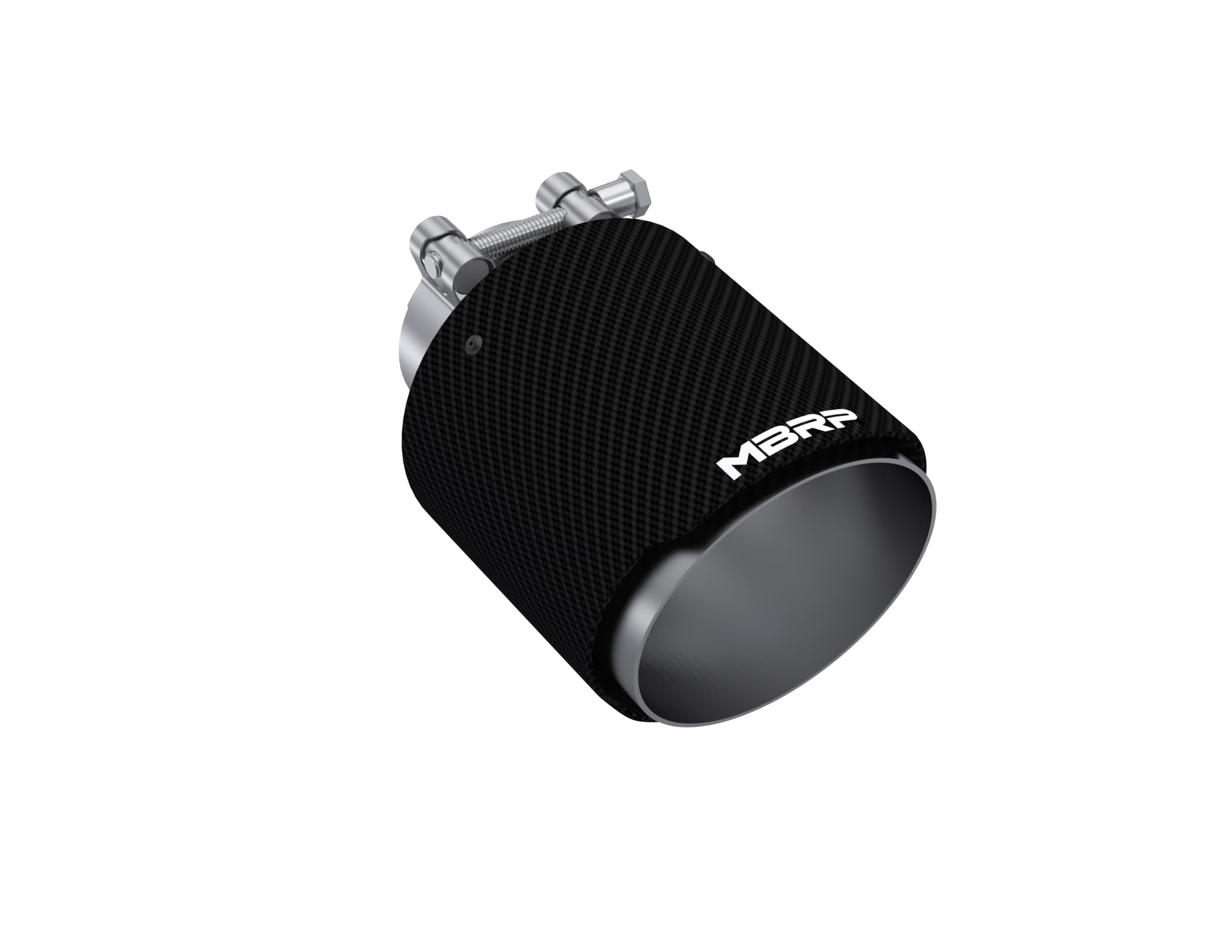 MBRP Exhaust Carbon Fiber Exhaust Tip; 2.5 in. Inlet Diameter; 4.5 in. Outlet Diameter; 6.5 in. Length; Dual Wall; Angle Cut;