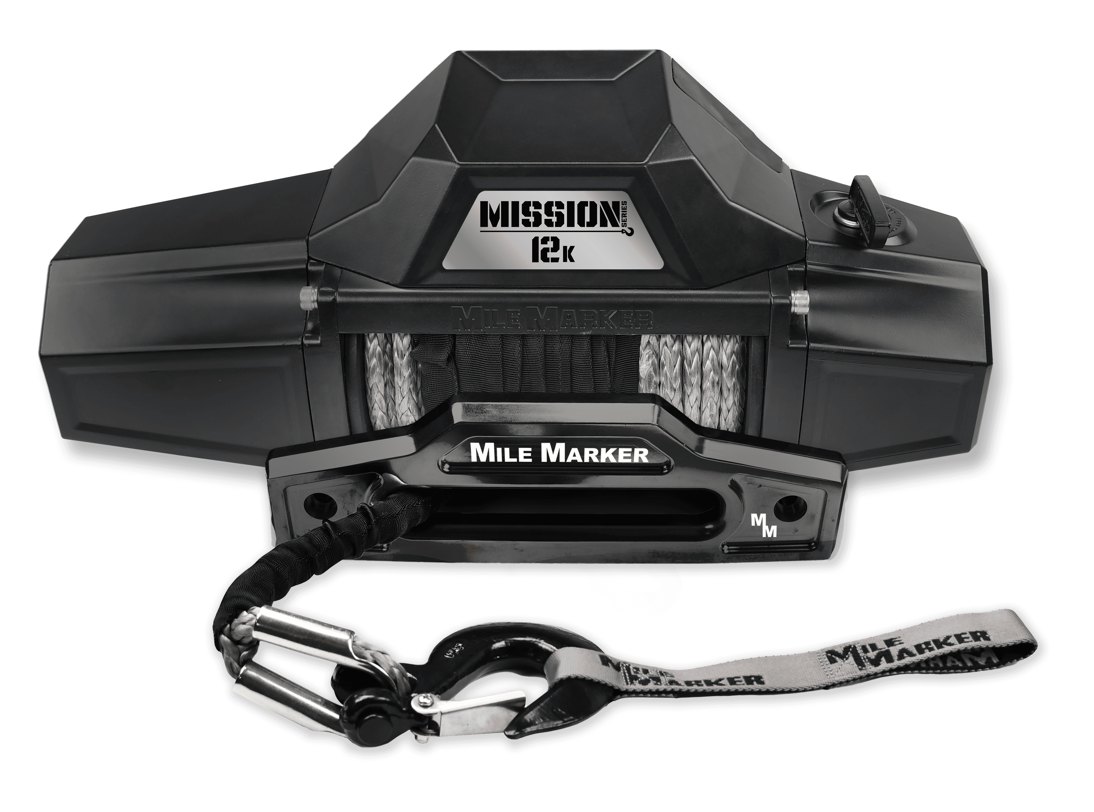 Mile Marker Mission 12K Capacity Winch with Synthetic Rope - Covert Black