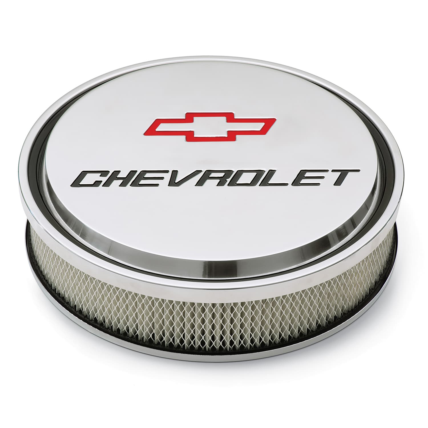 14 Inch Air Cleaner Kit Alunimum Polished Recessed Chevy and Bowtie Emblems Chevrolet Performance Parts product image