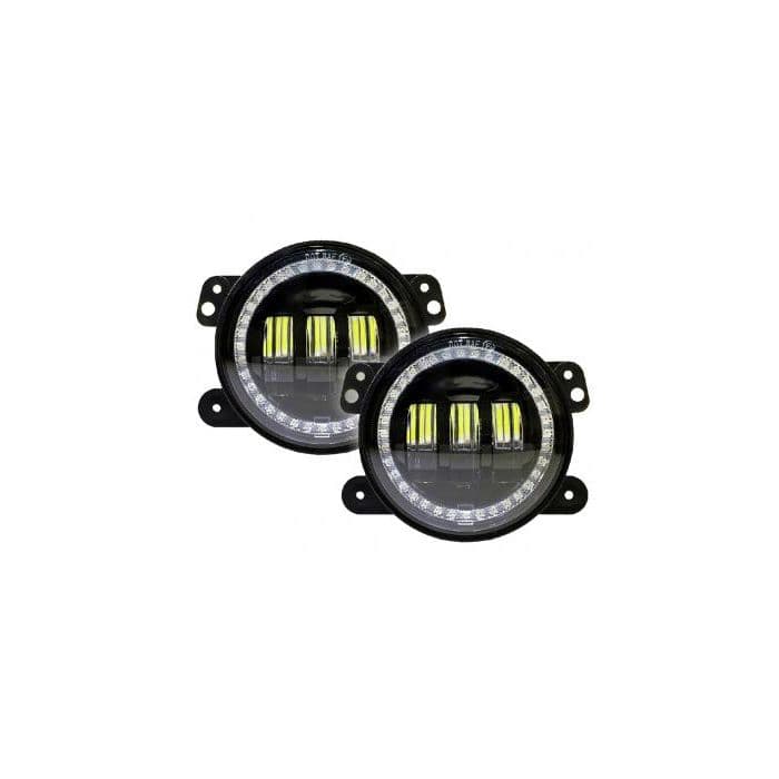 Quake LED - QTE346 - Jeep JK/CJ/TJ 4 Inch Fog Lights w/White DRL Halo and Amber Turn Signals product image