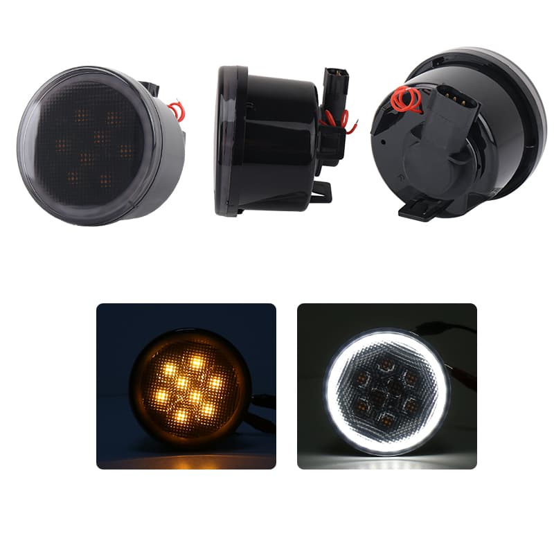 Race Sport 07-17 JEEP Wrangler JK Turn Signal Amber LED Light Kit with White DRL HALO by Race Sport Lighting
