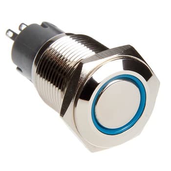 16mm LED 2-Position On/Off Switch (Blue) - Chrome Finish product image