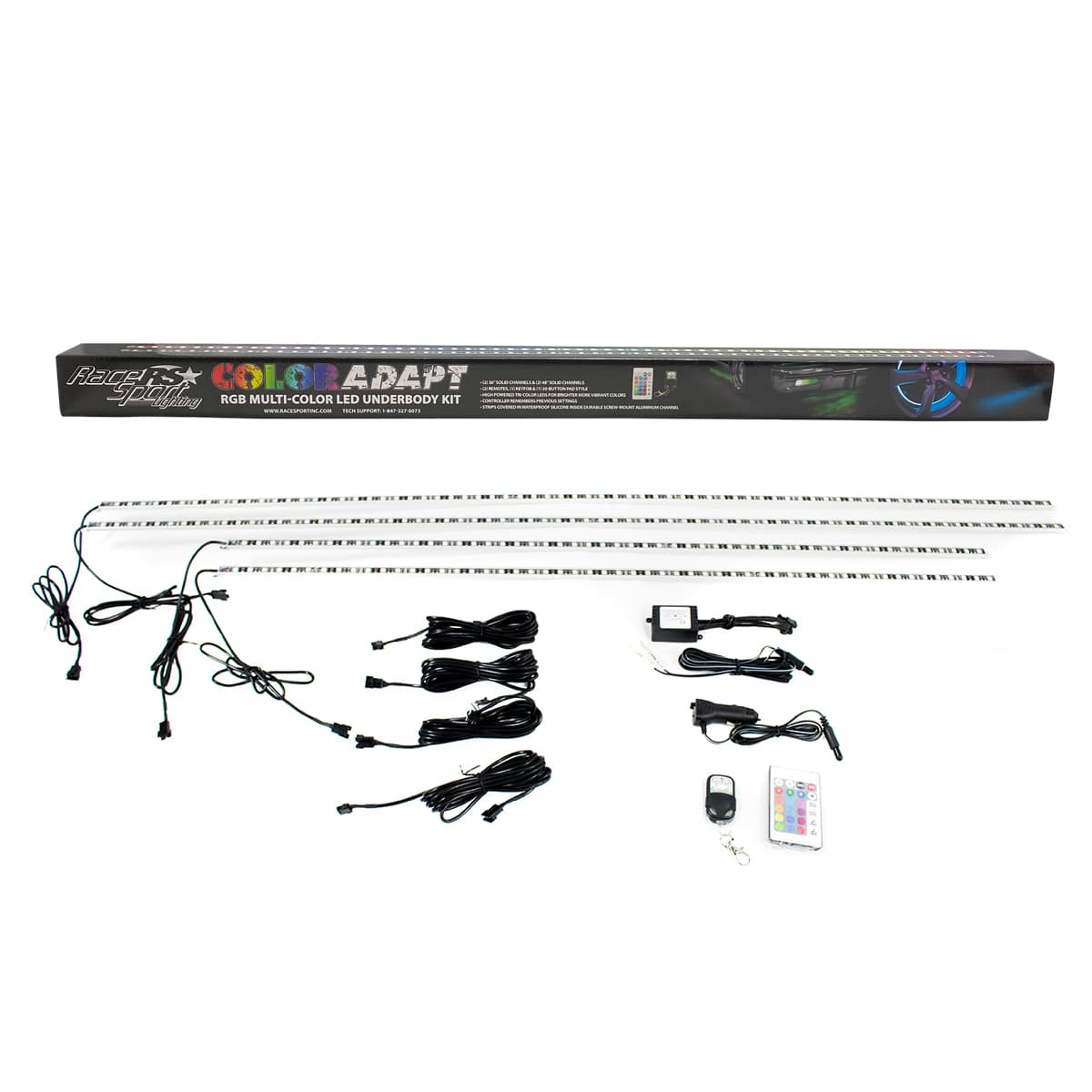 Race Sport ColorADAPT Adaptive RGB LED Aluminum Solid Underbody Kit with Key Card RGB Remote with Retail Box
