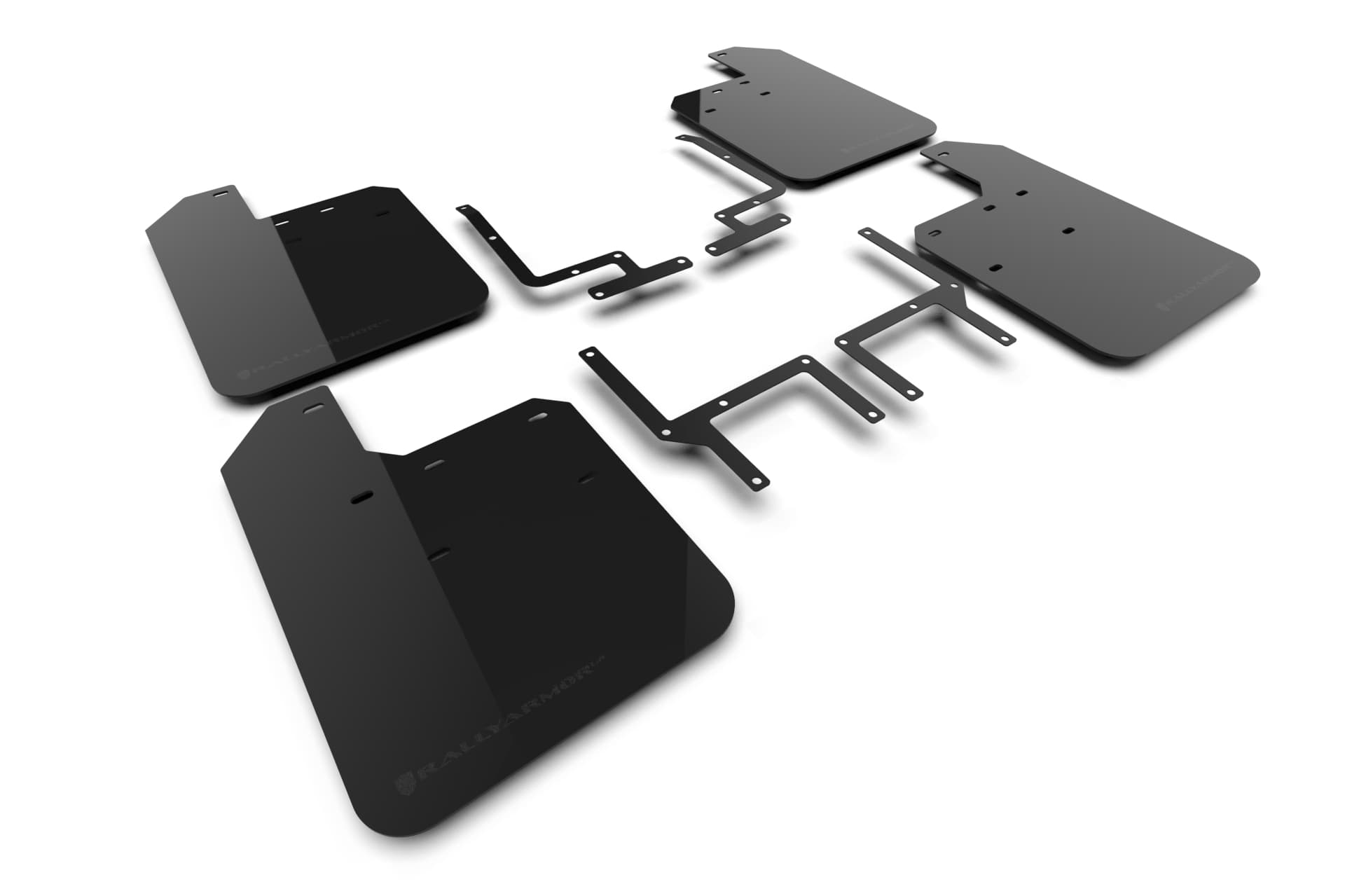 Rally Armor MF124-UR-BLK-MBK - 2018-25 Jeep Wrangler Rubicon - Black Mud Flap/Metallic Black Logo