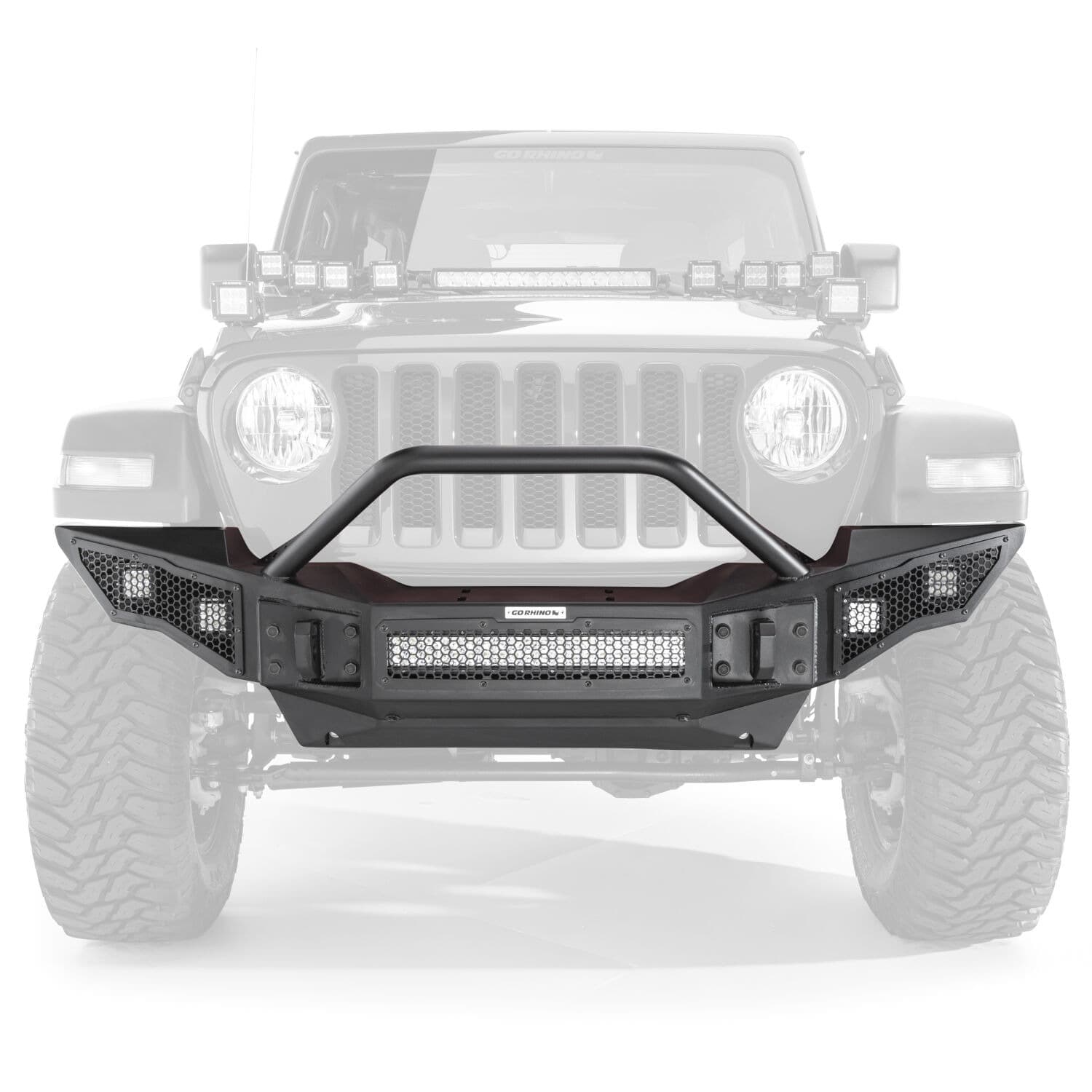 Go Rhino 331201T - Rockline Front Full Width Bumper W/ Overrider - Textured Black product image