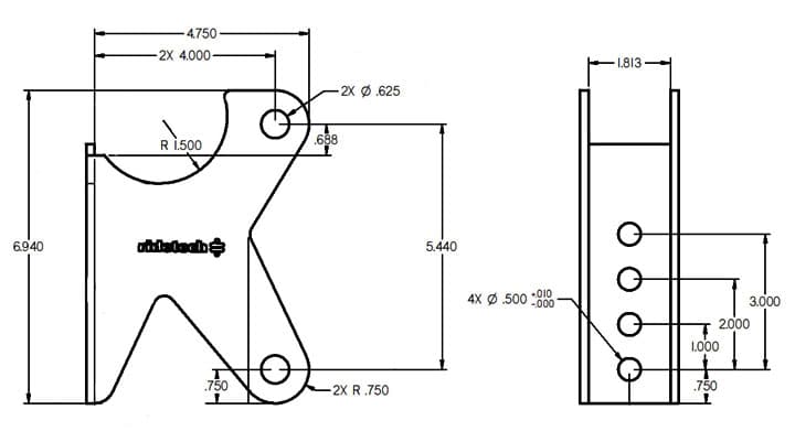 Ridetech 90000160 Parallel 4-Link axle bracket, uncoated. For 3 axle housing. product image