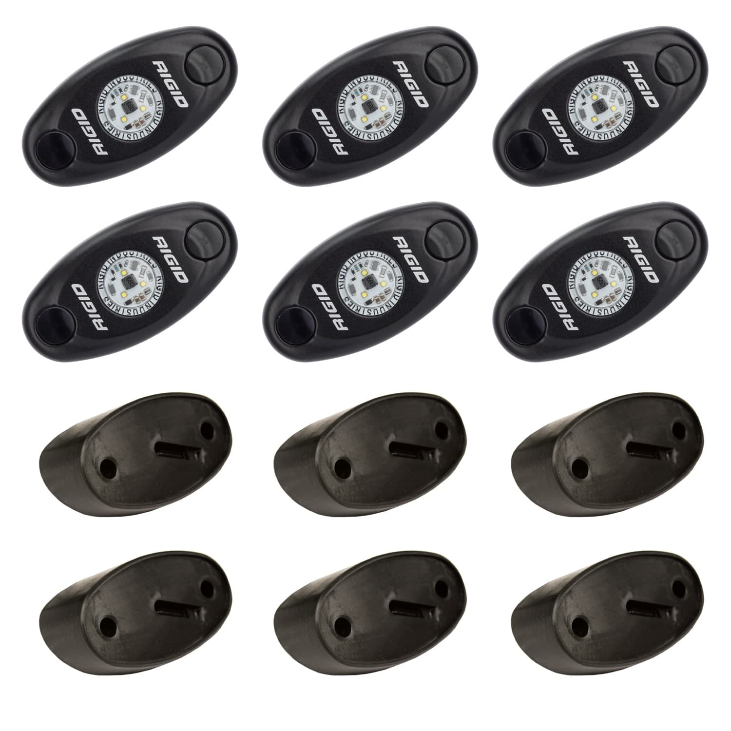 RIGID Industries RIGID A-Series LED Universal Rock Light Kit, High Power Cool White, Set Of 6