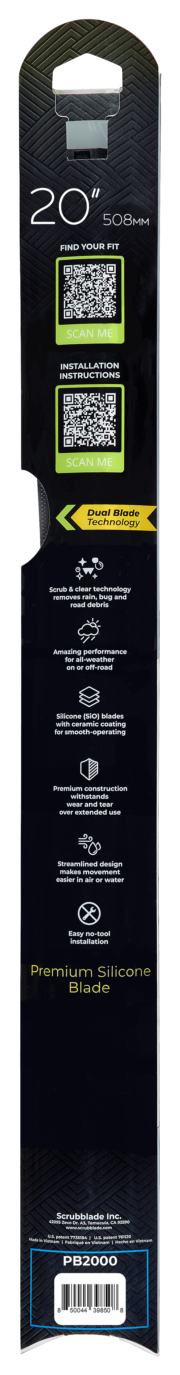 Scrubblade - 20 510mm Black Edition Silicone Wiper Blade - PB2000