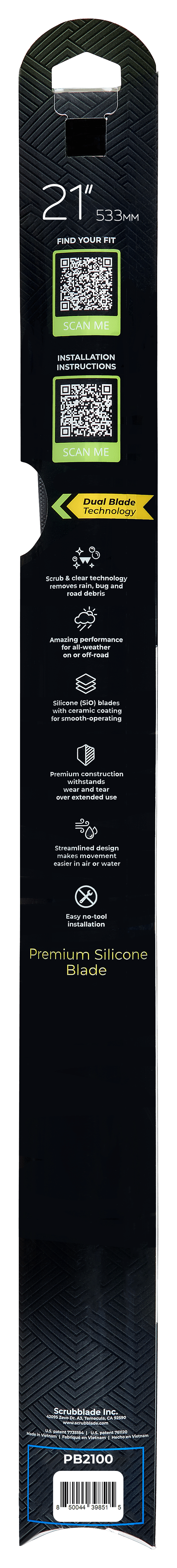 Scrubblade - 21 530mm Black Edition Silicone Wiper Blade - PB2100