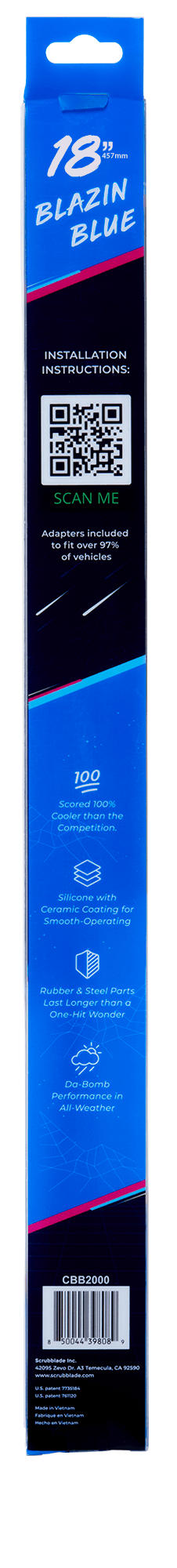 Scrubblade - 18 450mm Blue Silicone Shadeblade Wiper Blade - CBB1800