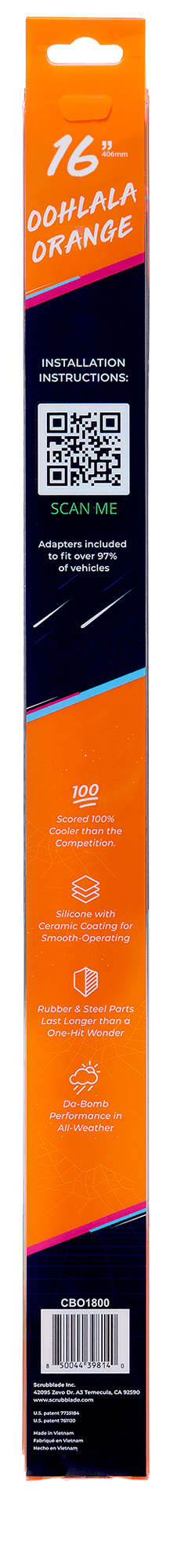 Scrubblade Scrubblade - 16 410mm Orange Silicone Shadeblade Wiper Blade - CBO1600