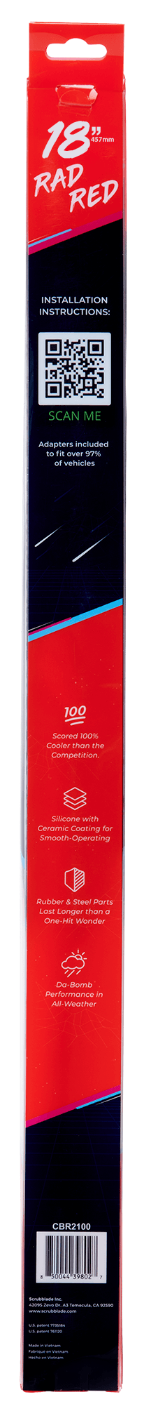 Scrubblade - 18 450mm Red Silicone Shadeblade Wiper Blade - CBR1800