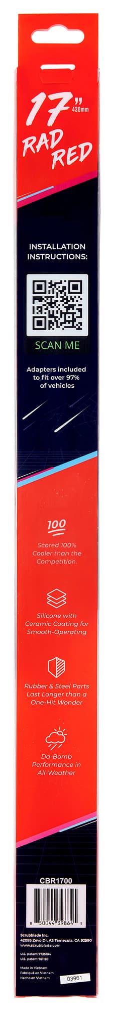 Scrubblade Scrubblade - 17 430mm Red Silicone Shadeblade Wiper Blade - CBR1700