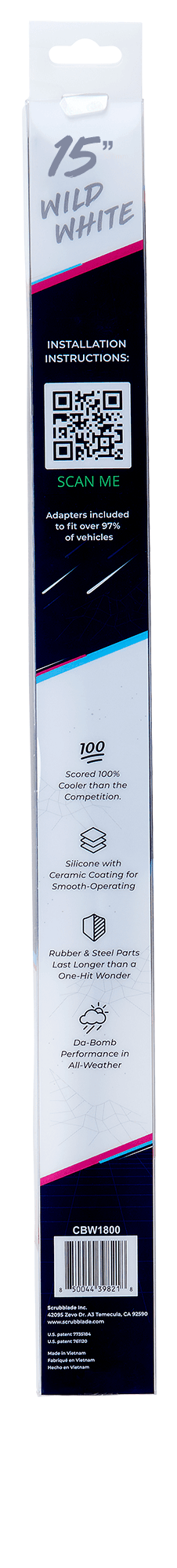 Scrubblade Scrubblade - 15 380mm White Silicone Shadeblade Wiper Blade - CBW1500