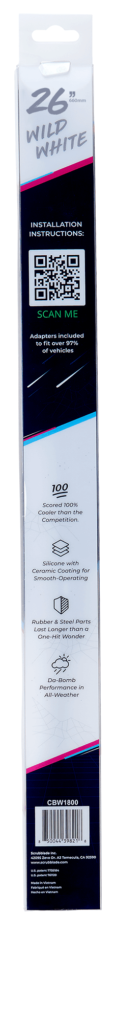 Scrubblade Scrubblade - 26 650mm White Silicone Shadeblade Wiper Blade - CBW2600