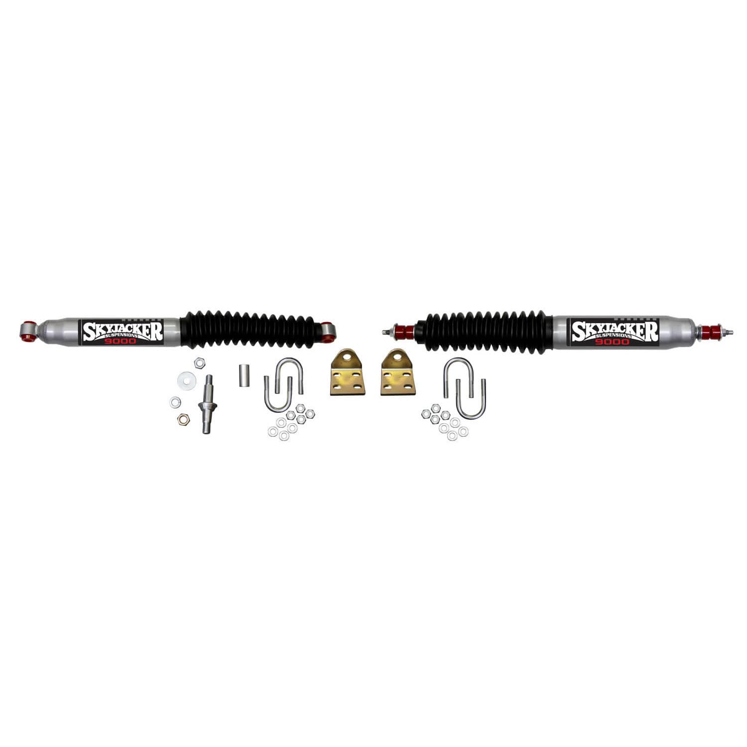 Skyjacker Steering Stabilizer Dual Kit Silver w/Black Boots 97-06 Jeep TJ 97-16 Jeep Wrangler Skyjacker