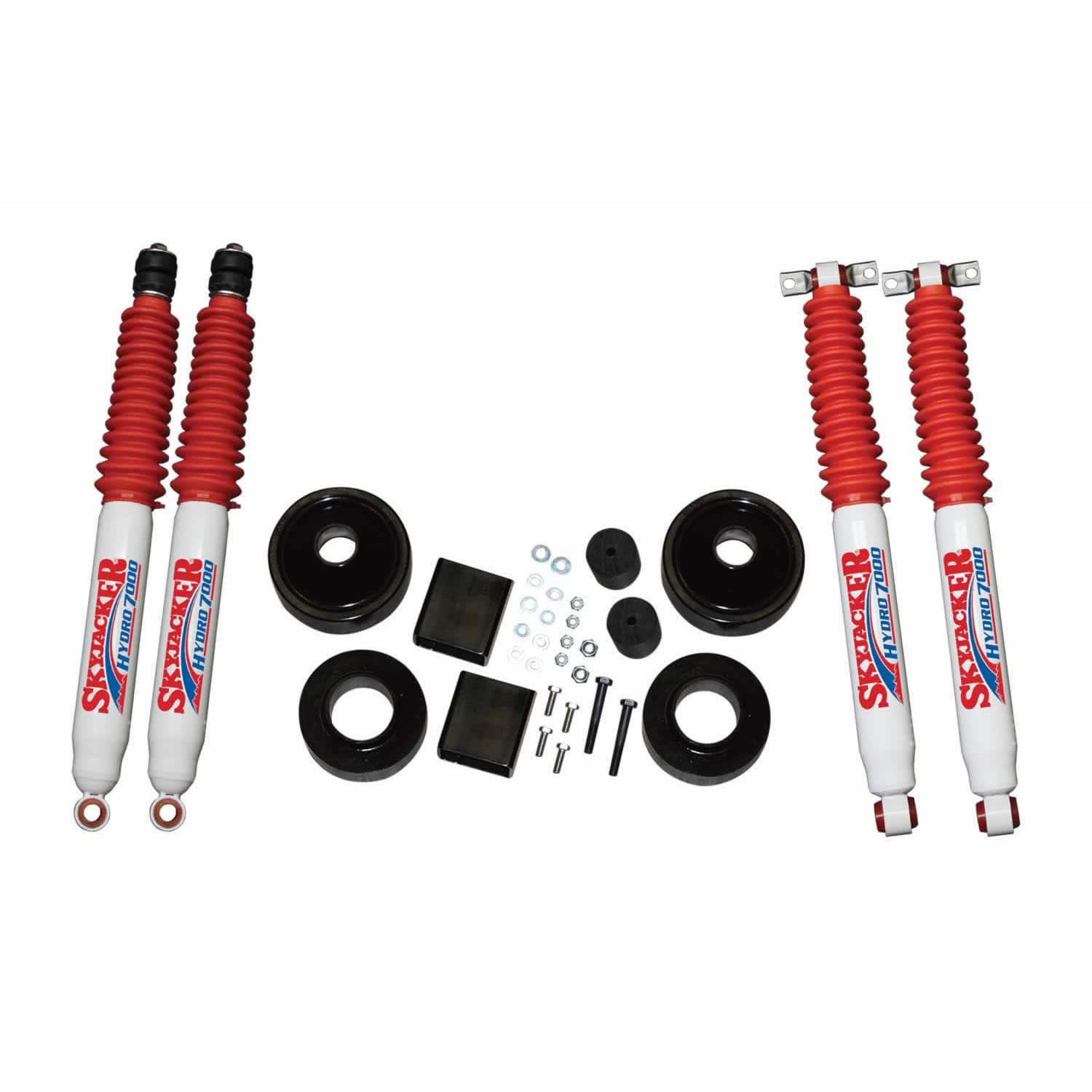 Skyjacker Suspension Lift Kit w/Shock 2 Inch Lift 07-18 Wrangler JK Incl. Front/Rear 2 Inch Polyurethane Coil Spring Spacers w/Bump Stop Spacers Skyjacker