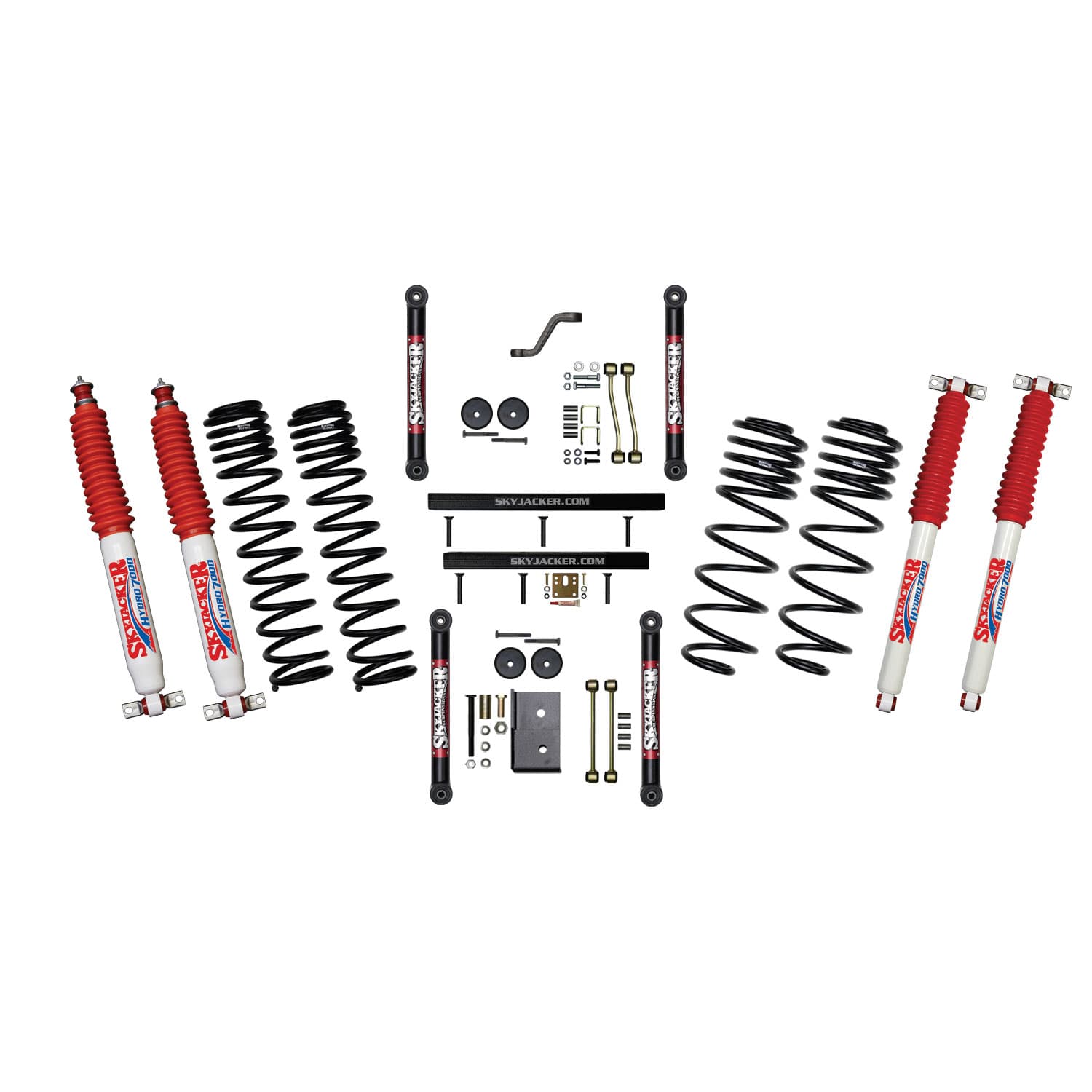 Skyjacker 4 Inch Dual Rate Long Travel One Box Kit w/OE Style Front and Rear Lower Links and Hydro 7000 Shocks TJ/LJ 2003-2006 Jeep Wrangler/Unlimited Skyjacker