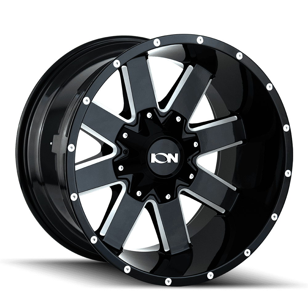 Cast Aluminum Wheels 141 GB 17x9 Milled Spokes Gloss Black 5 On 114.3/5 On 127 Bolt Pattern -12 Offset ION Wheels
