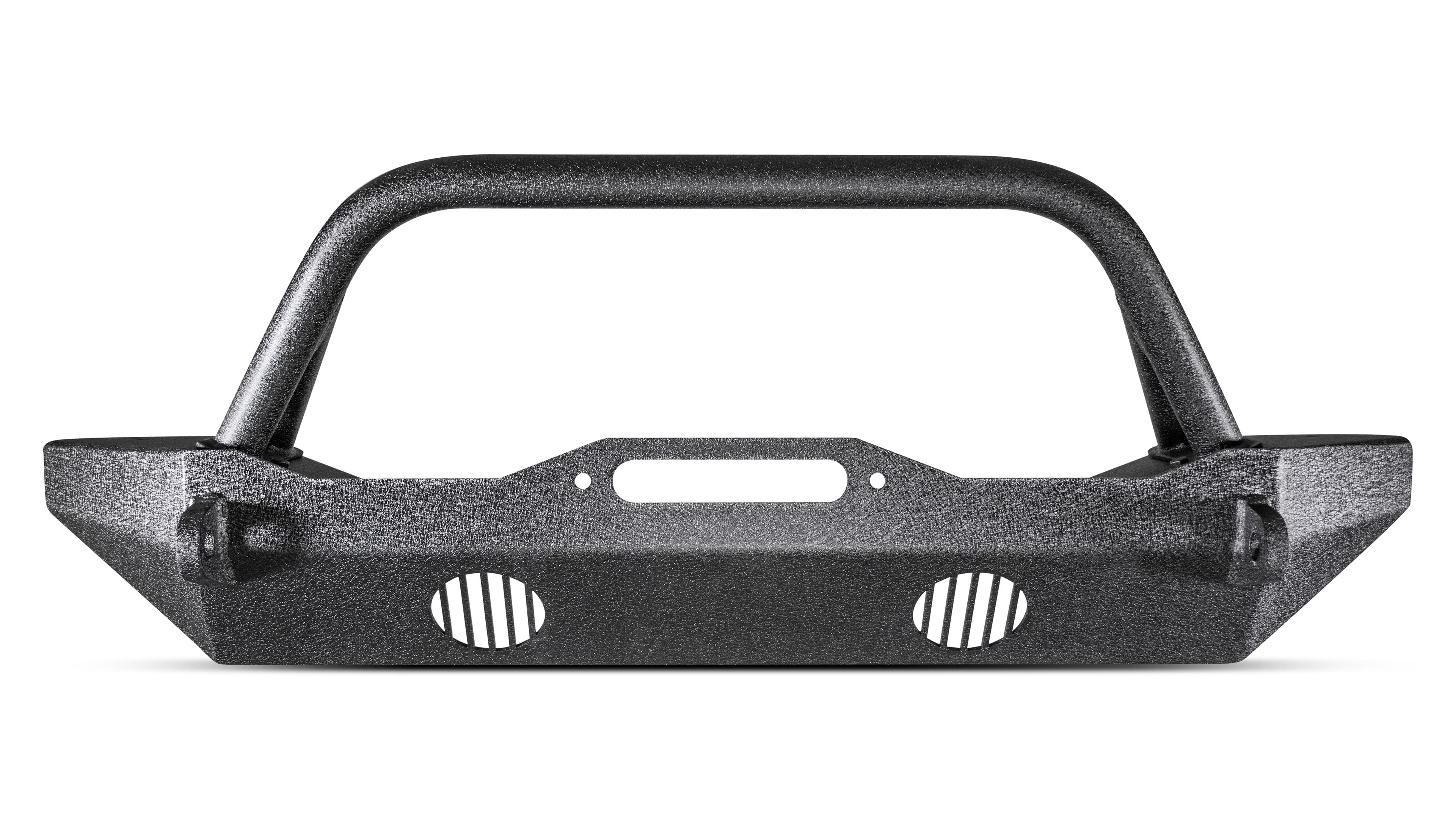 Body Armor HiLine Front Winch Bumper; Mid-Stubby Style; Textured Black Powder Coat;