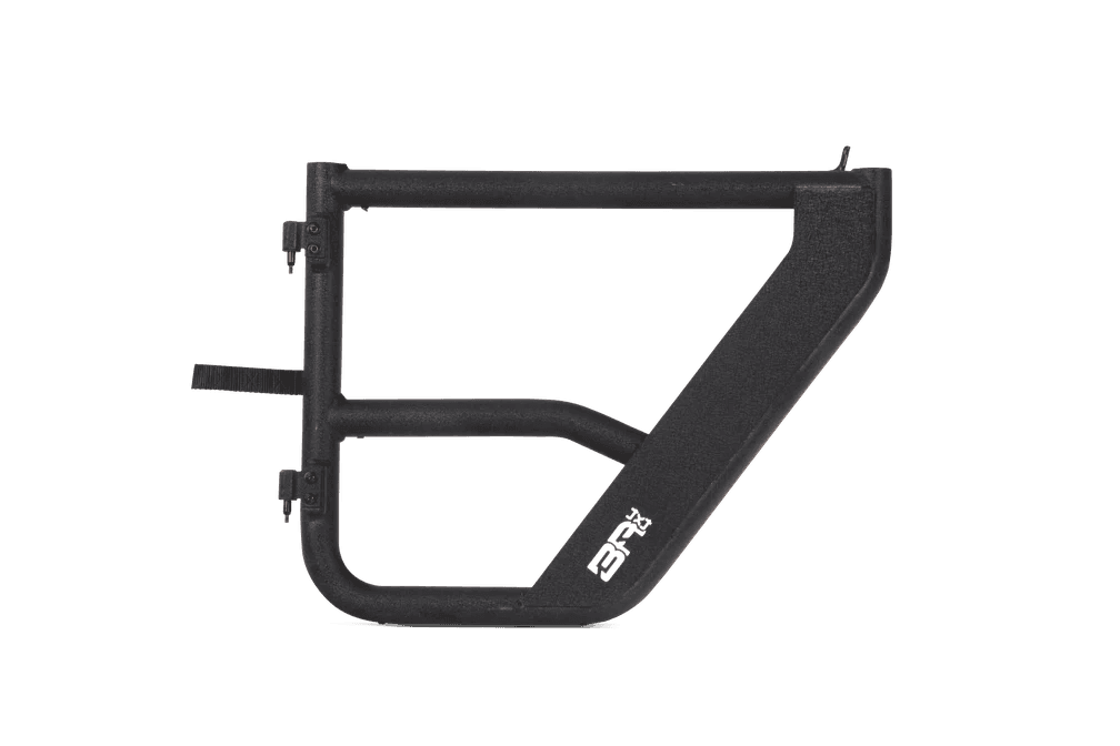 Body Armor Tube Doors; 2 in. Steel Tube; Rear; Textured; Black; Metal; Pair; Internal Latch Mechanism;