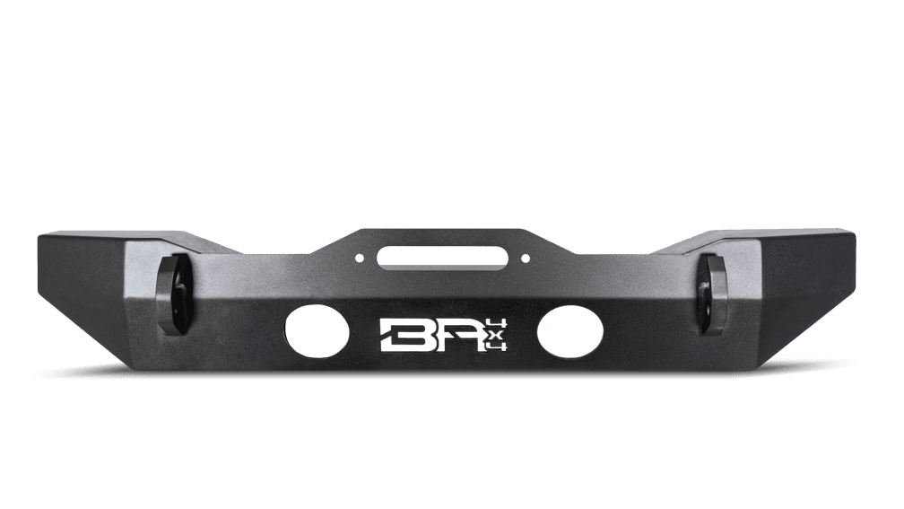Front Base Bumper; Mid-Width Design; Two Welded D-Ring Mounts; 3/16 in. Steel Plate; Textured Black; product image