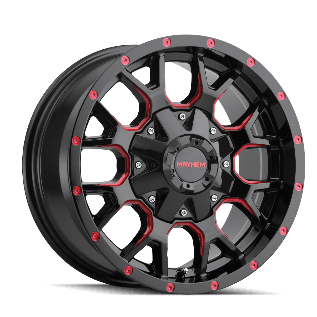 Mayhem Offroad Wheels Warrior 8015 RD 17x9 Prism Red Black -12 Off Set 5 Lug 4.53 BSM 87 Bore Cast Aluminum