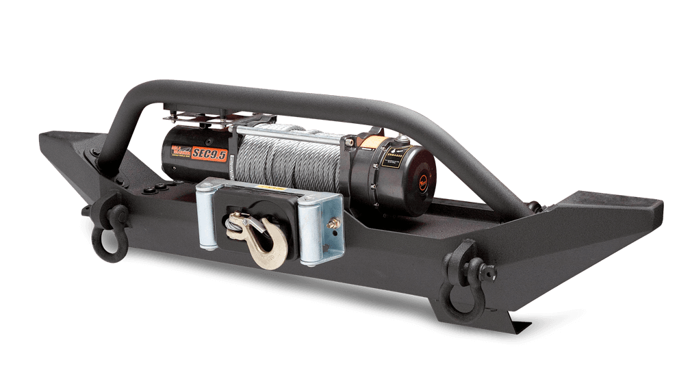 Front Base Bumper; w/Shackle Mount; Intergrated Winch Plate; 4 Light Mounting Points; Textured Black Powder Coat; product image