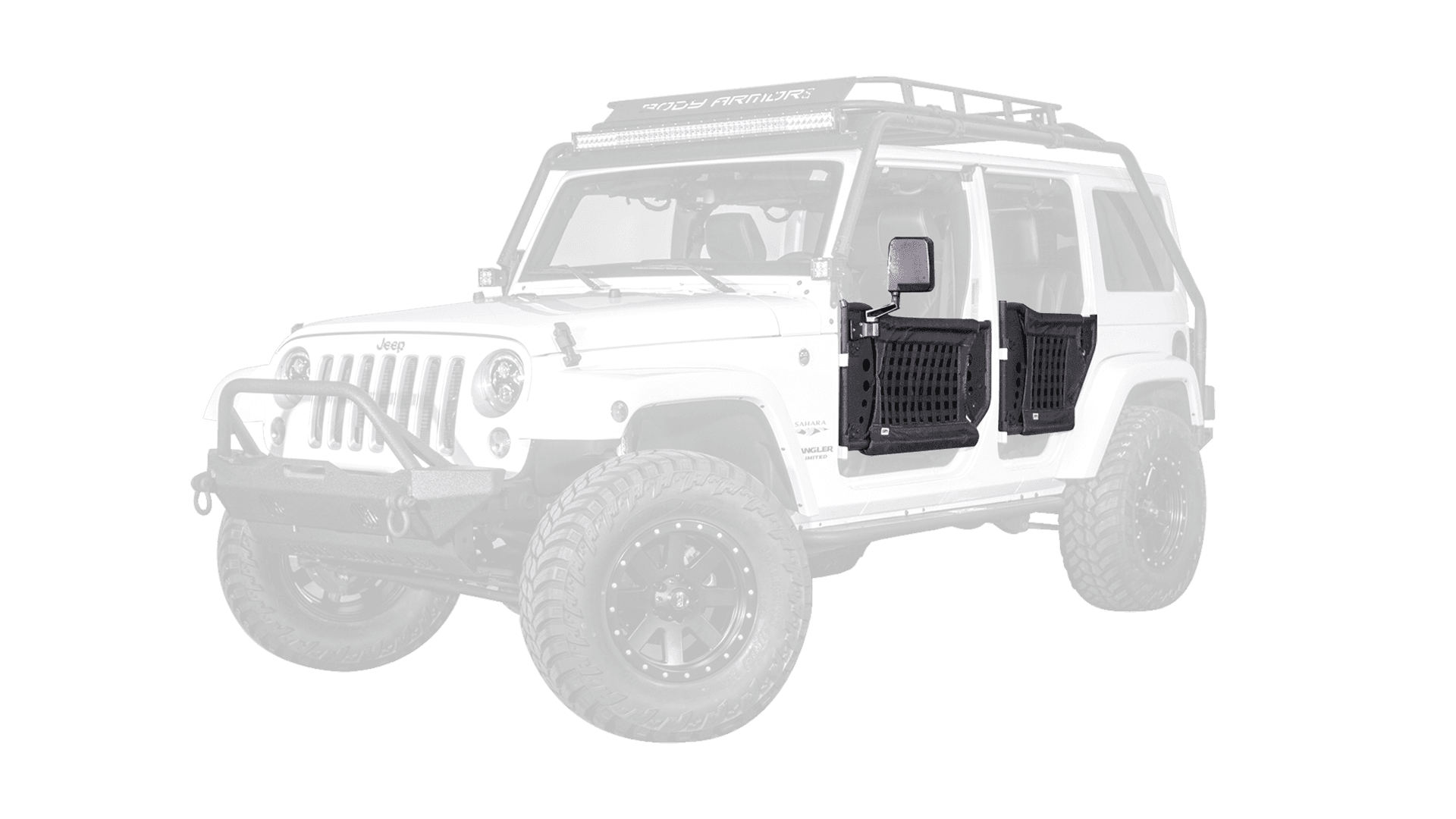 Trail Doors; Gen III; Pair; Rear; Steel; Nylon Webbing Included; Textured Black Powder Coat; product image