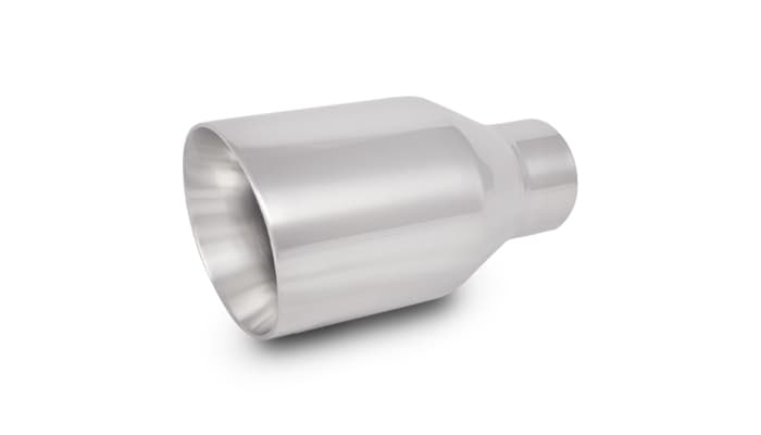 Exhaust Tip; Round Beveled; 3 in. Outlet O.D.; 2 in. Inlet ID; 6.5 in. L; 304 Stainless Steel; Double Wall Angle Cut; product image
