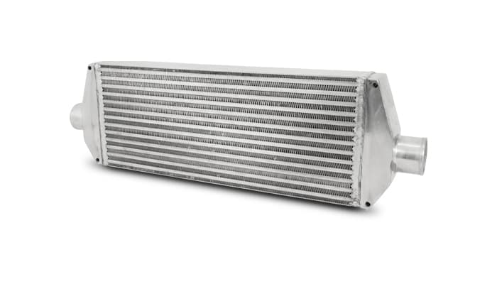 Intercooler; 30 in. Overall Length; 22 in. Core Width; 9 in. Height; 2.5 in. Inlet/Outlet OD; 1.75 in. Inlet/Outlet Neck Length; 3.25 in. Core Thickness; 6061 Aluminum; product image
