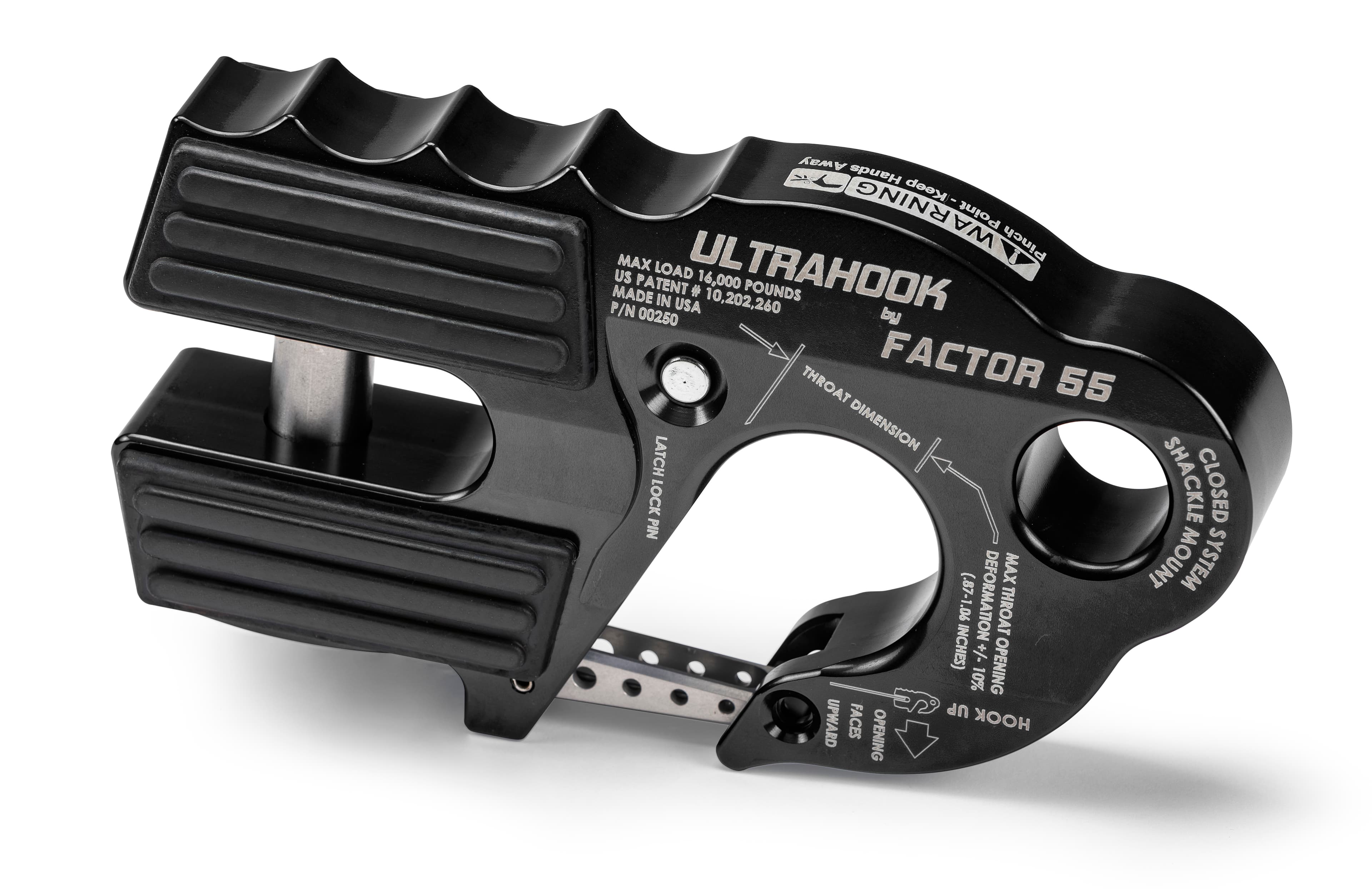 Factor 55 00250-04 ULTRAHOOK WINCH HOOK WITH SHACKLE MOUNT -- BLACK product image