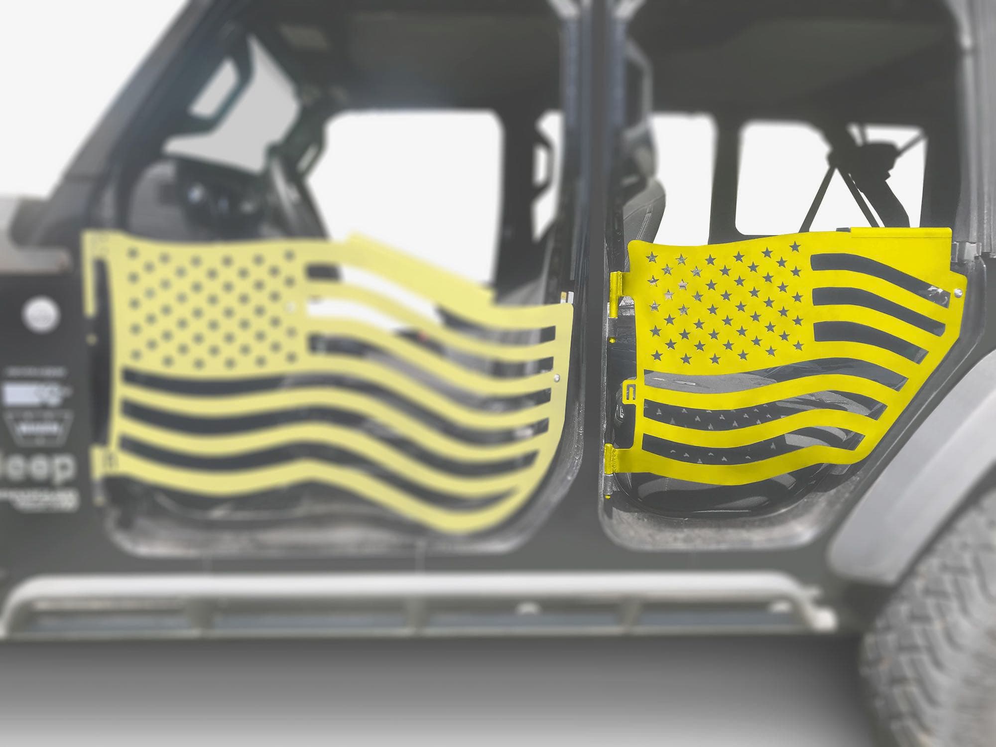 Steinjager Steinjäger Doors Wrangler JL 2018 to Present Trail, American Flag Design Rear Doors Lemon Peel