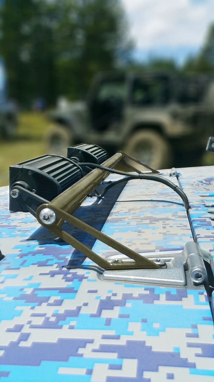 Steinjager Steinjäger Exterior Accessories Wrangler JK 2007-2018 Light Mounts Hood Hinge Brackets and Lights Locas Green