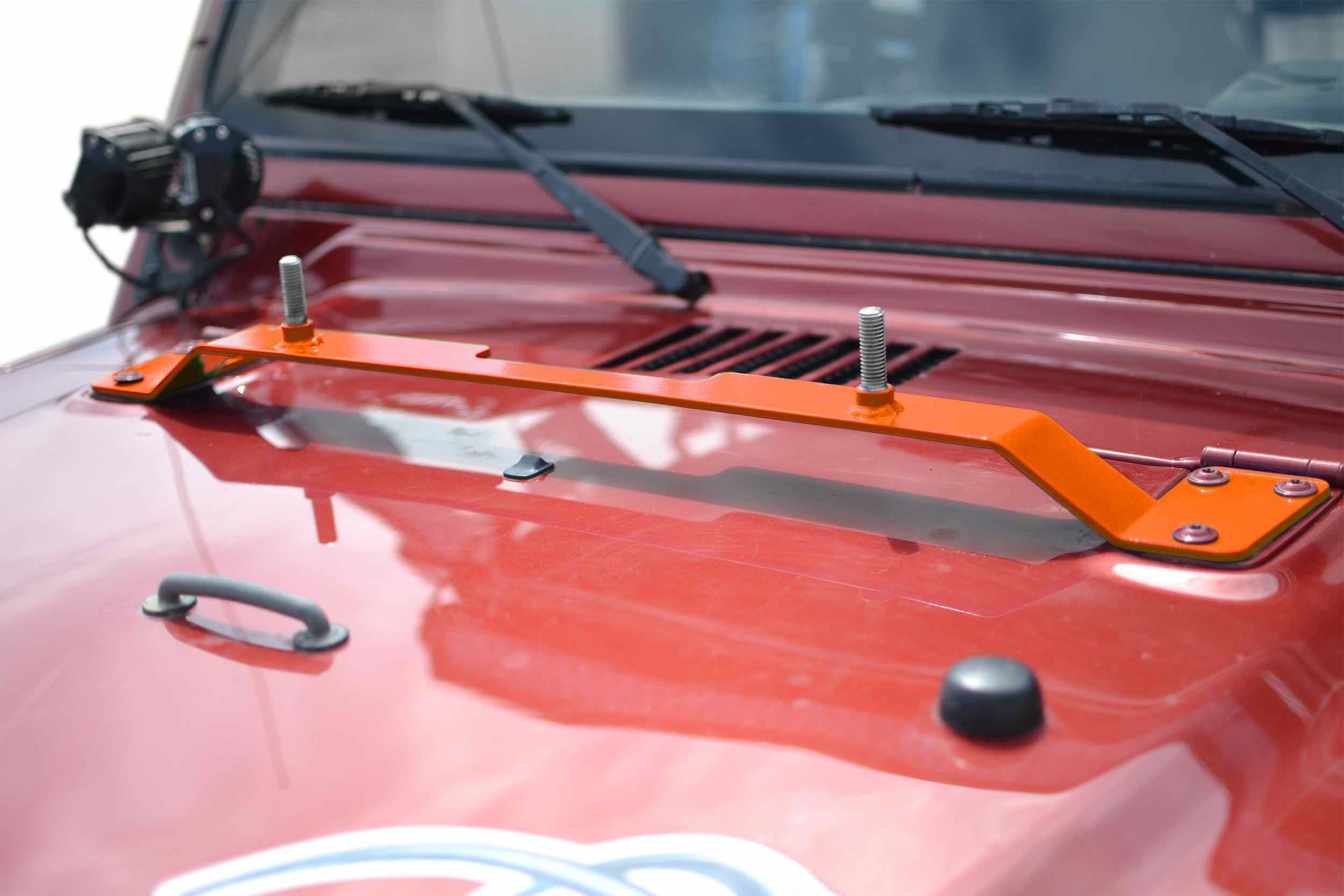 Steinjager Steinjäger Recovery and Towing Wrangler TJ 1997-2006 High Lift Jack Mount Hood Fluorescent Orange