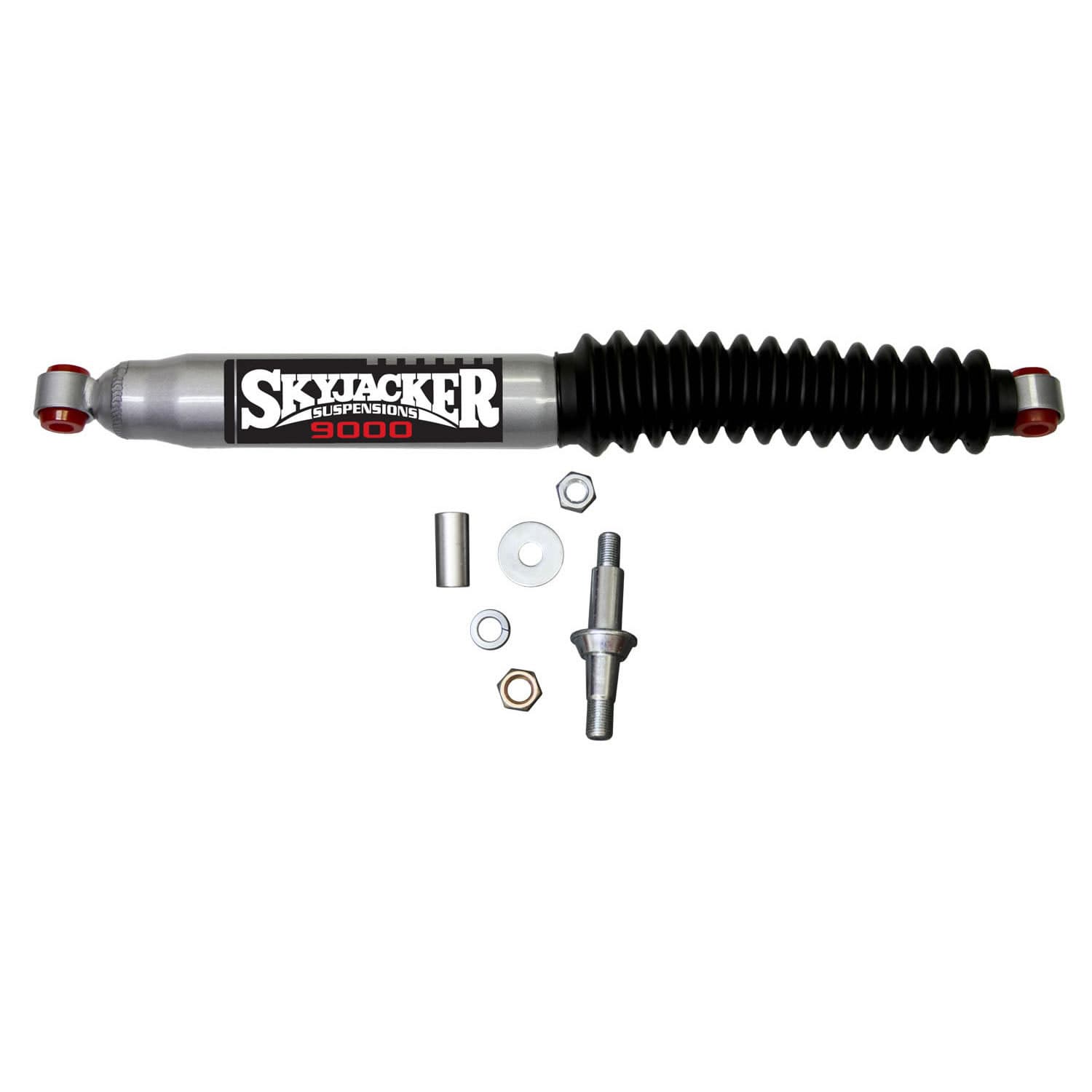 Steering Stabilizer HD OEM Replacement Kit Silver w/Black Boot 84-00 Jeep Cherokee 84-90 Jeep Wagoneer 86-92 Jeep Comanche 87-95 Jeep Wrangler 93-98 Jeep Grand Cherokee 97-06 Jeep Wrangler 97-06 Jeep TJ Skyjacker product image