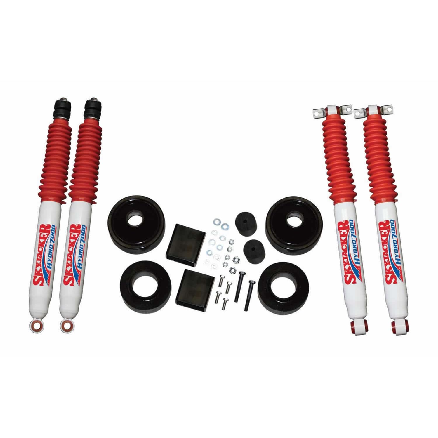 Suspension Lift Kit w/Shock 2 Inch Lift 07-18 Wrangler JK Incl. Front/Rear 2 Inch Polyurethane Coil Spring Spacers w/Bump Stop Spacers Skyjacker product image