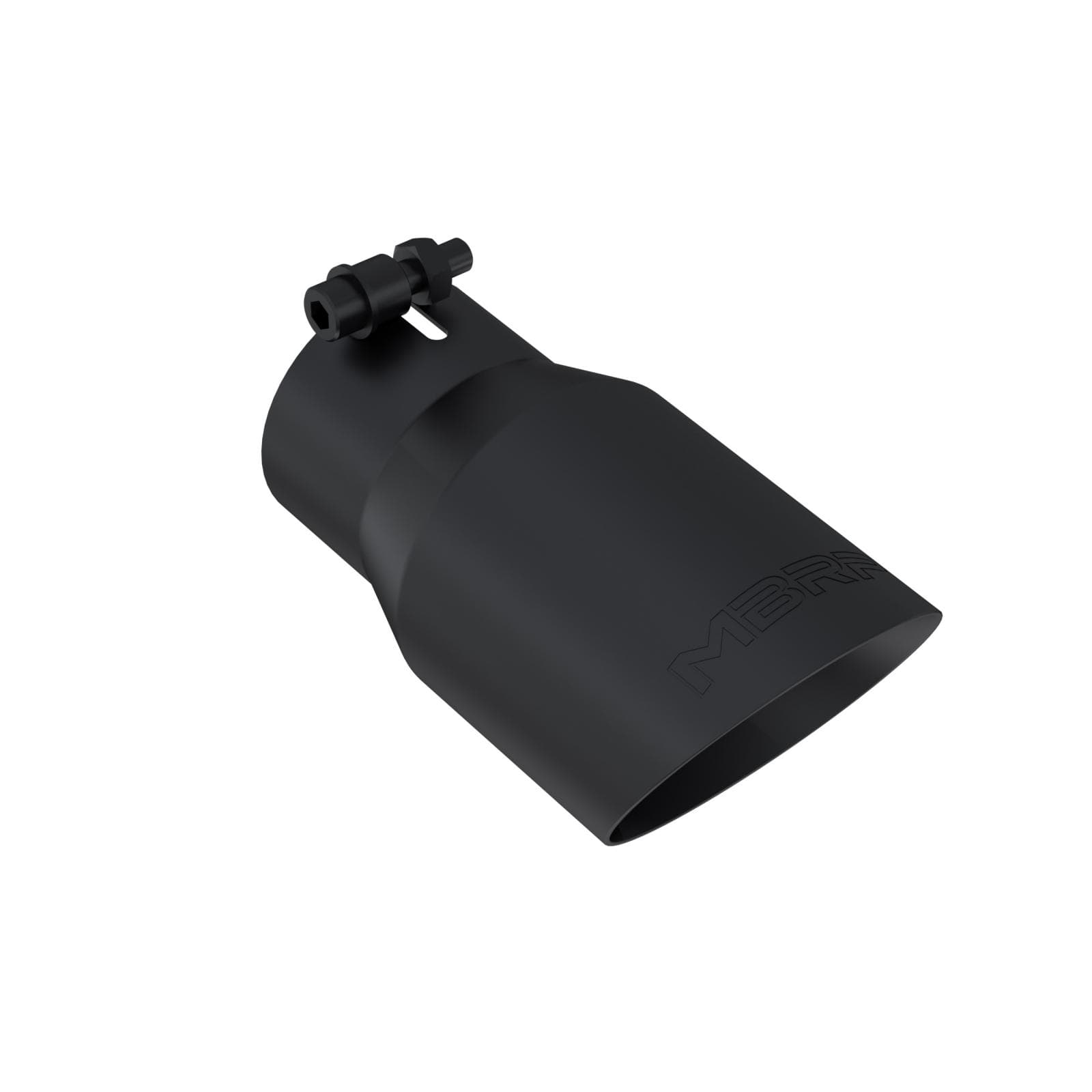 Armor BLK Exhaust Tip; 3 in. Inlet Diameter; 4 in. Outlet Diameter; 8 in. Length; Dual Wall; Angled; T304 Stainless Steel; Black Coated; product image