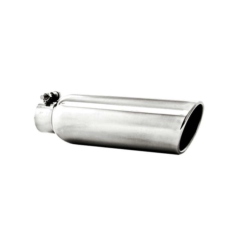 Armor Pro Exhaust Tip; 2.25 in. Inlet Diameter; 3.5 in. Outlet Diameter; 12 in. Length; Angled Cut Rolled End; Clampless No Weld; T304 Stainless Steel; product image
